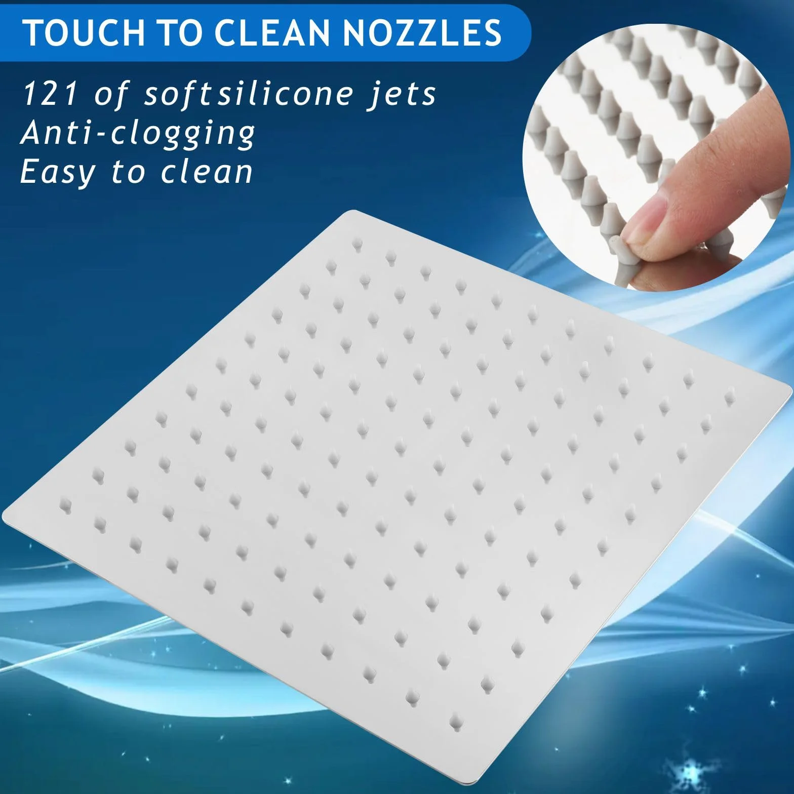 Voolan Soffione Doccia a Pioggia in Acciaio Inossidabile con Filtro, 25cm Cromato, Alto Flusso