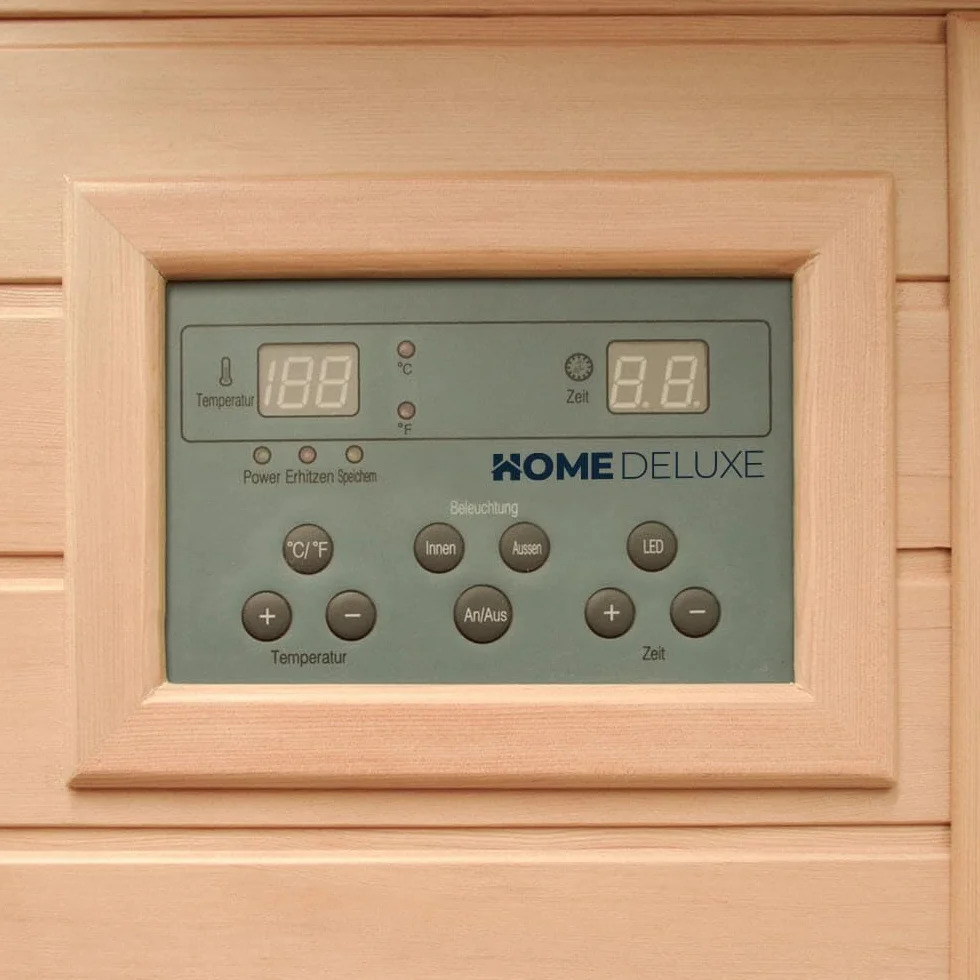 HOME DELUXE cabina a infrarossi REDSUN M VSS 120x105x190 cm per 2 persone 6 radiatori a spettro completo legno hemlock