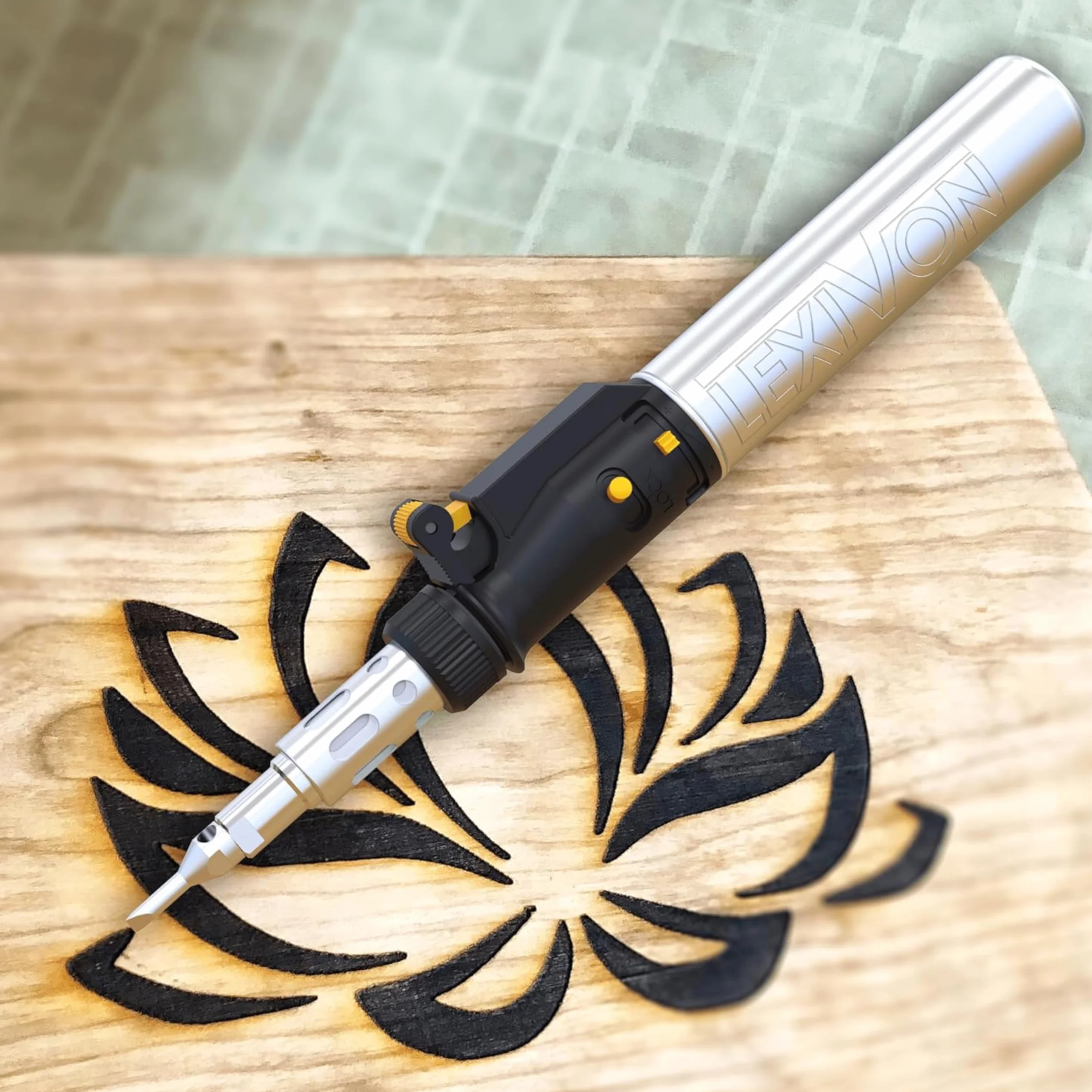 LEXIVON Saldatore a Butano Set di 7 Punte Senza Fili Autoaccensione Fiamma Regolabile Portatile LX-770
