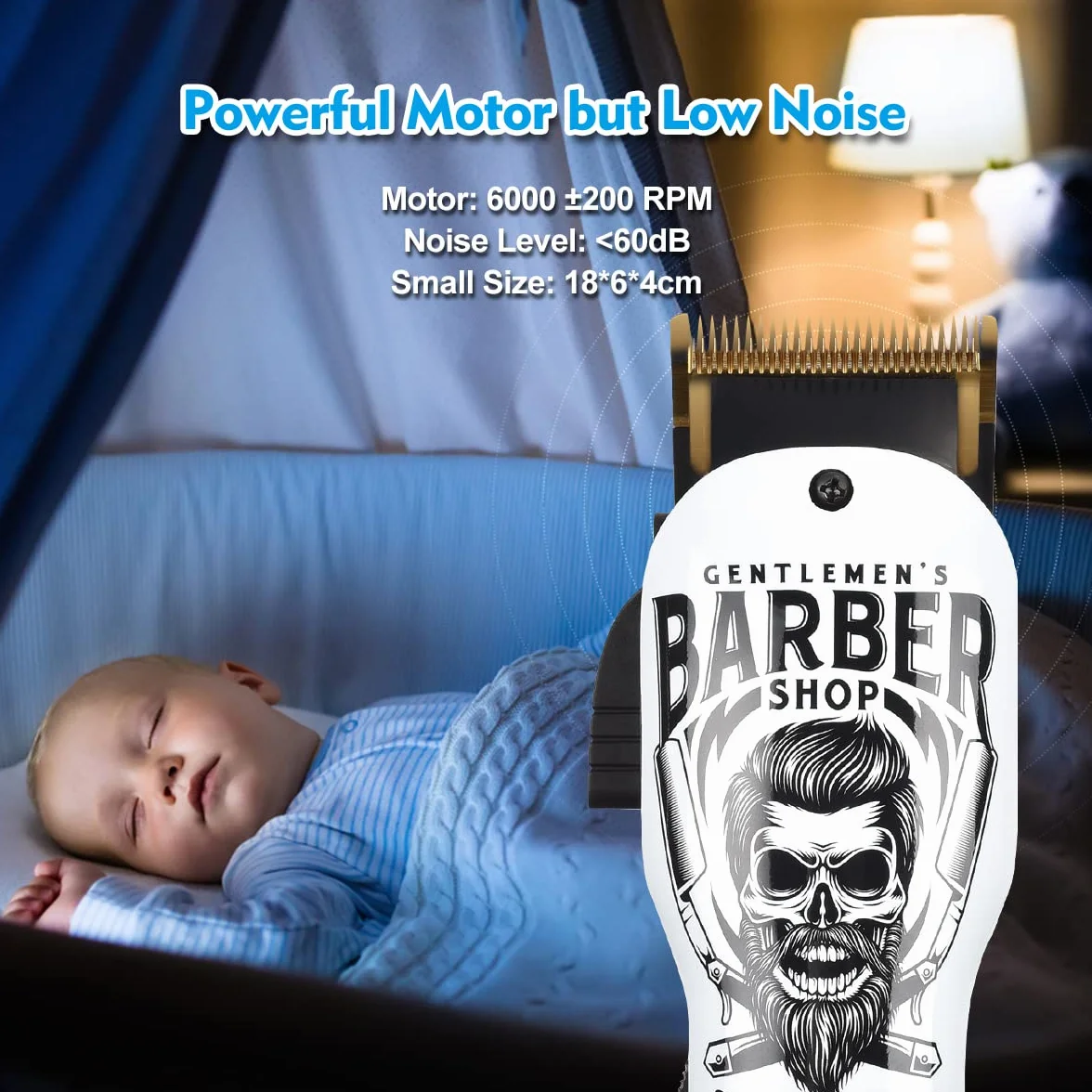 BESTBOMG Tagliacapelli Uomo Professionale Regolabarba Uomo Tagliacapelli Elettrico Ricaricabile con Pettine di Precisione 2000mAh Batteria Ricaricabile per Bambini Adulti Anziani Pet Salone (Bianco)