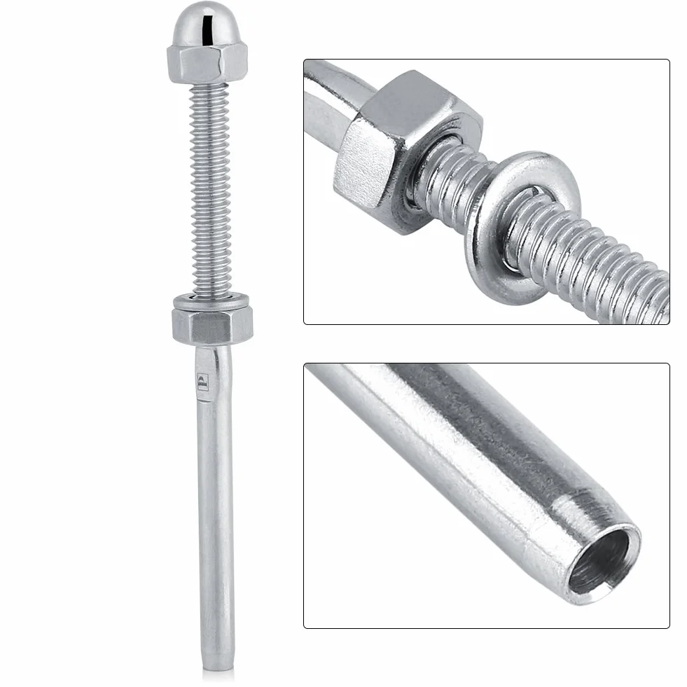 Parte finale di bullone tensore filettato 1/8" in acciaio inox per ringhiera a cavo, 10 unità