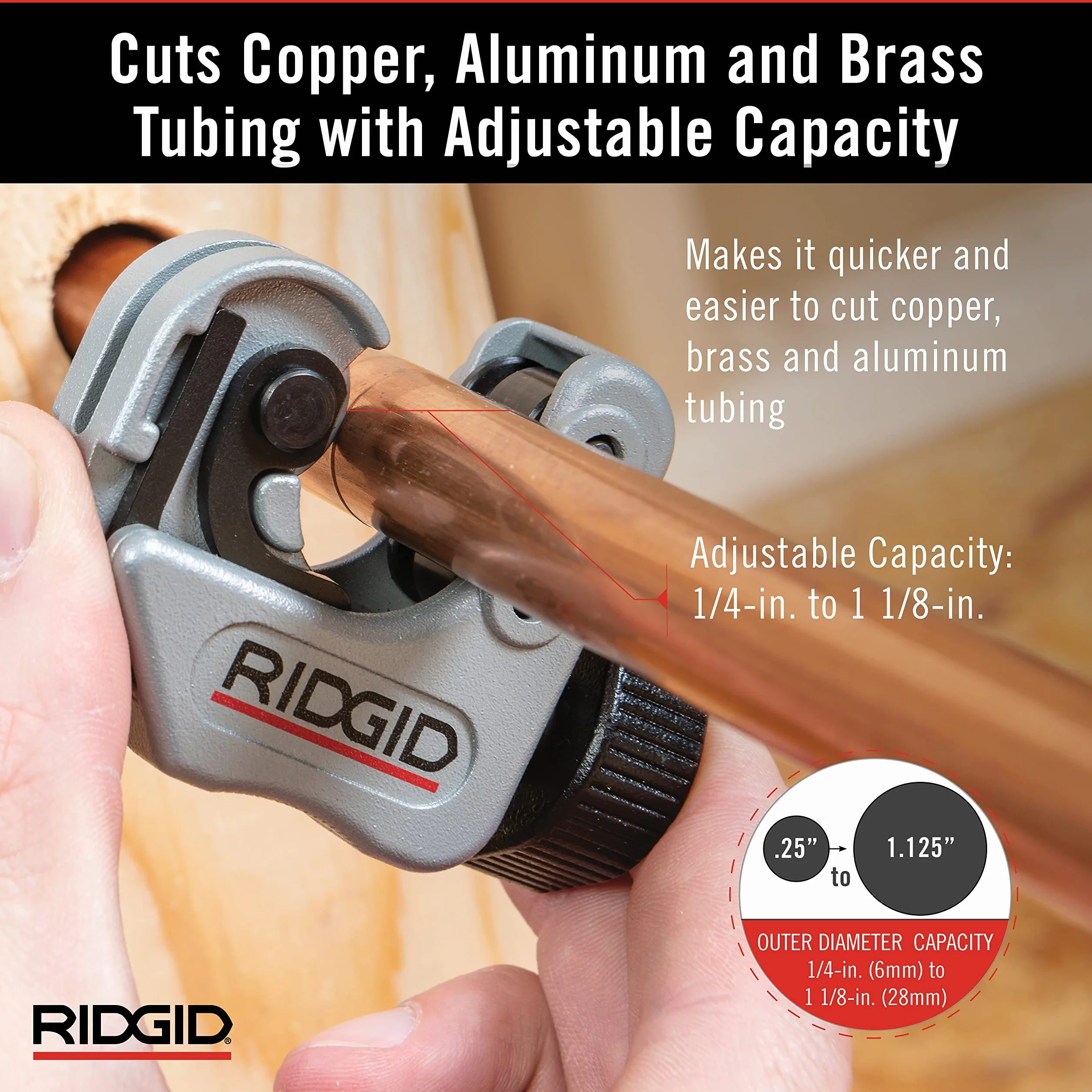 RIDGID 32573 Tagliatubi AUTOFEED 2-in-1 modello 118 6-28 mm con impugnatura a cricco