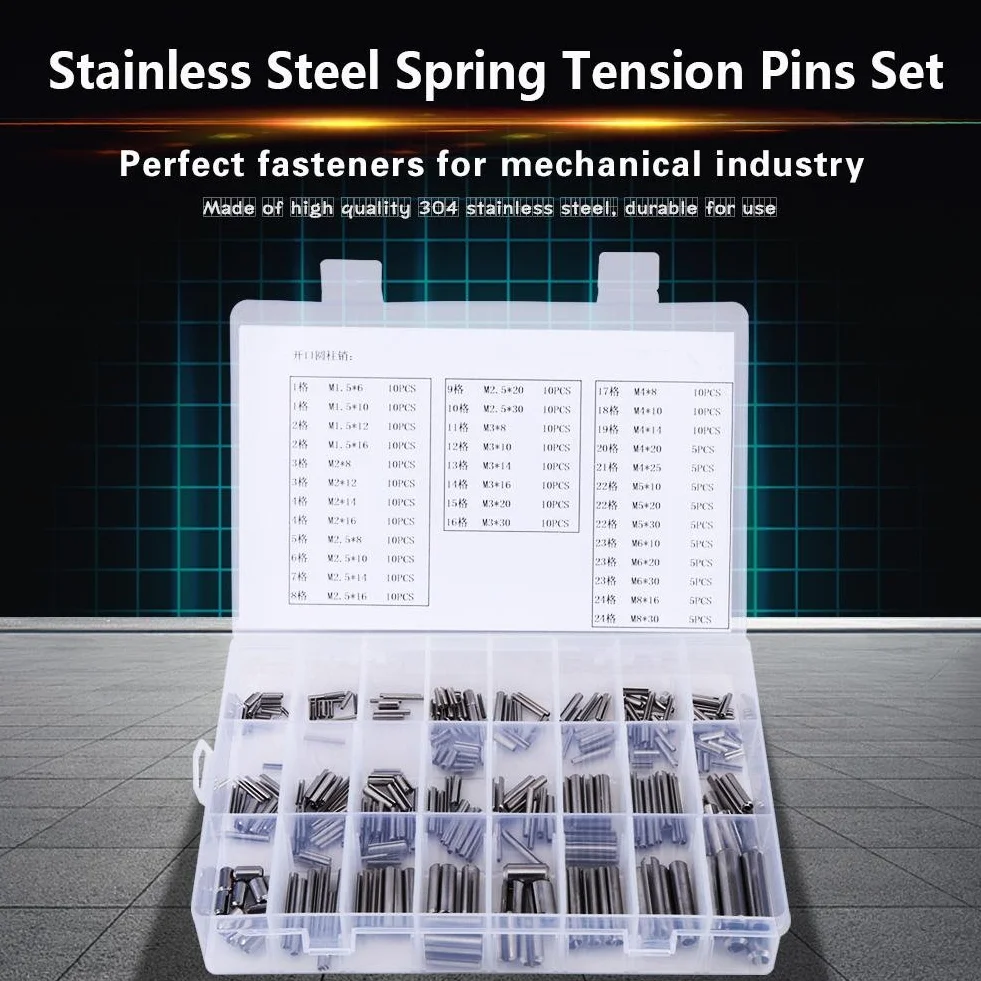 280Pcs Perni di Tensione a Molla in Acciaio Inossidabile Set M1.5-M8 con Scatola
