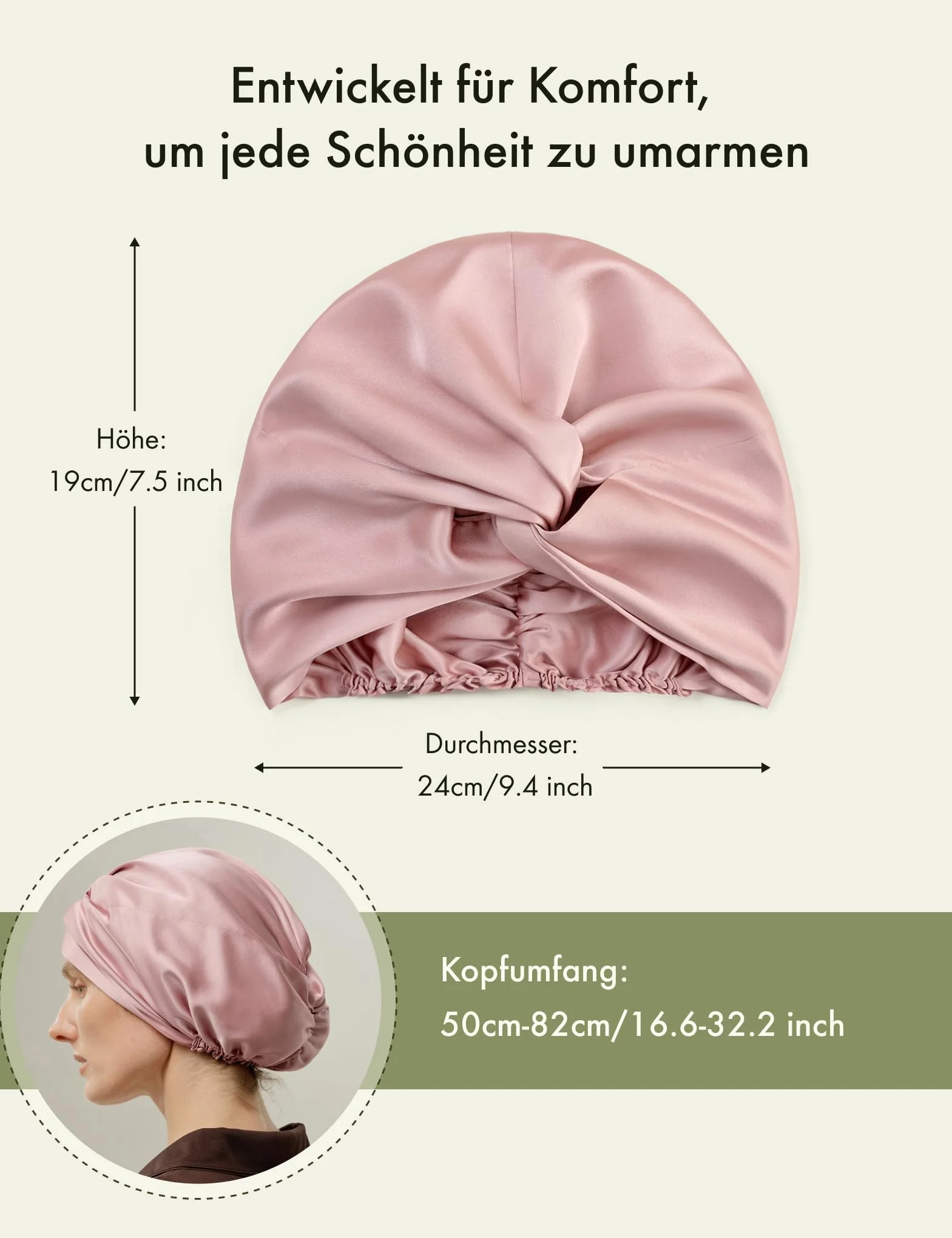 LILYSILK Berretto da donna 100% seta di gelso doppio strato lavabile in lavatrice, con schienale regolabile
