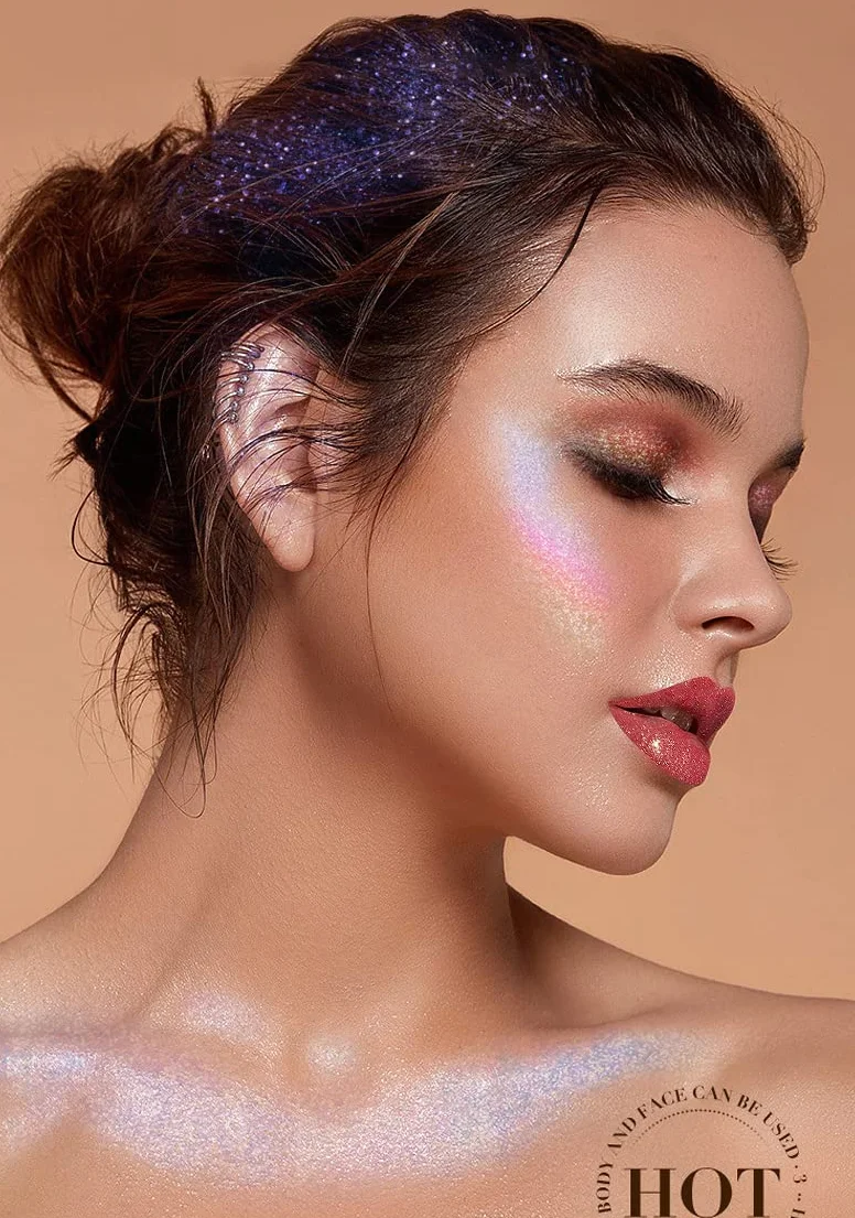 Biodegradabile Face Glitter Gel, Holographic Body Glitter Gel Sirena Liquido Eyeshadow Glitter Fine per Corpo, Viso, Capelli, Festival Glitter a lunga durata Sparkling 1.4 oz (#02)