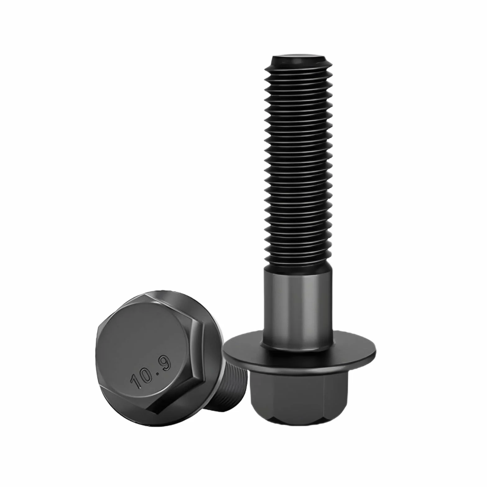 M10x45 bulloni a testa esagonale flangiata grado 10.9 parzialmente filettati acciaio legato nero finitura 10 pezzi