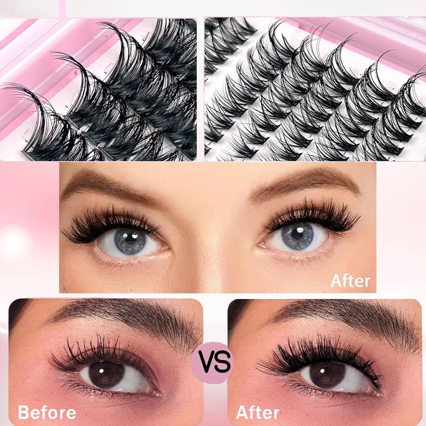580 Pezzi Ciglia Finte Extension Ciglia 30-40-50-60-80-100D Curl Ciglia-Finte Ciuffetti, per Estendere le Ciglia a Casa per Ragazze e Donne Principianti((8-16mm Mix)
