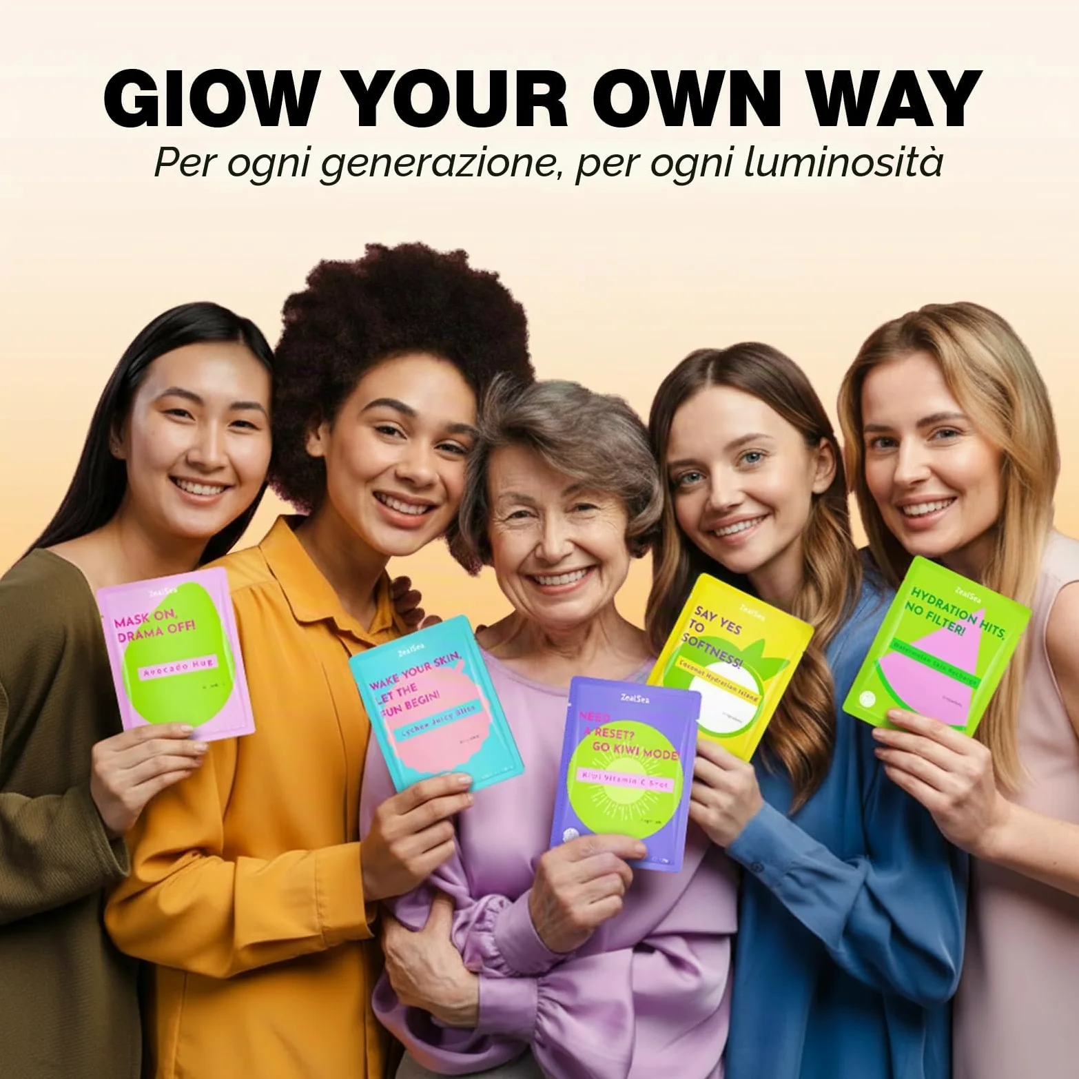 ZealSea EWG Maschere viso in tessuto, set da 21, regalo spa party per teens | Maschere clean beauty con 15 ingredienti, design color dopamine, per spa, pigiama party e sleepover, regali trendy per donne