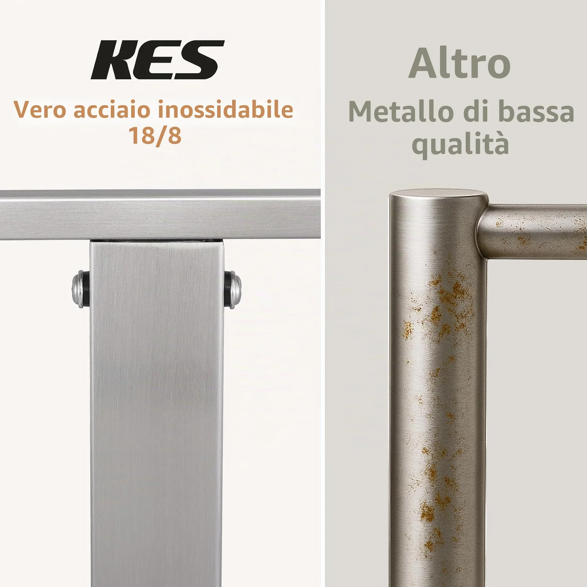 KES Porta Asciugamani da Terra Doppio Acciaio Inossidabile 18/8 Bagno