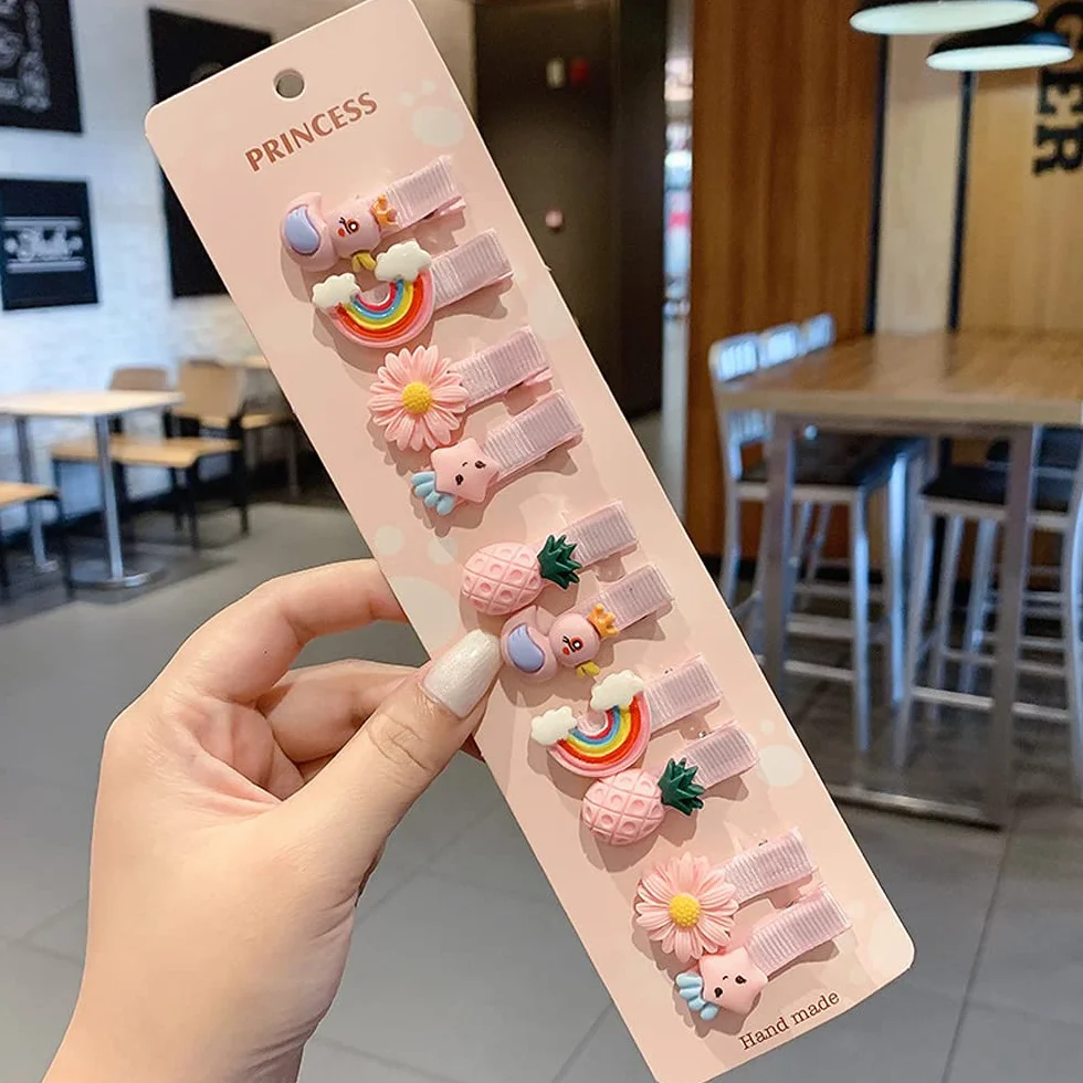 Accessori Capelli Bambina, 40 Pezzi Fiori, Frutta, Fiocchi e Arcobaleni, Nessun Danno, Mollette, Bella Vivida Fermagli