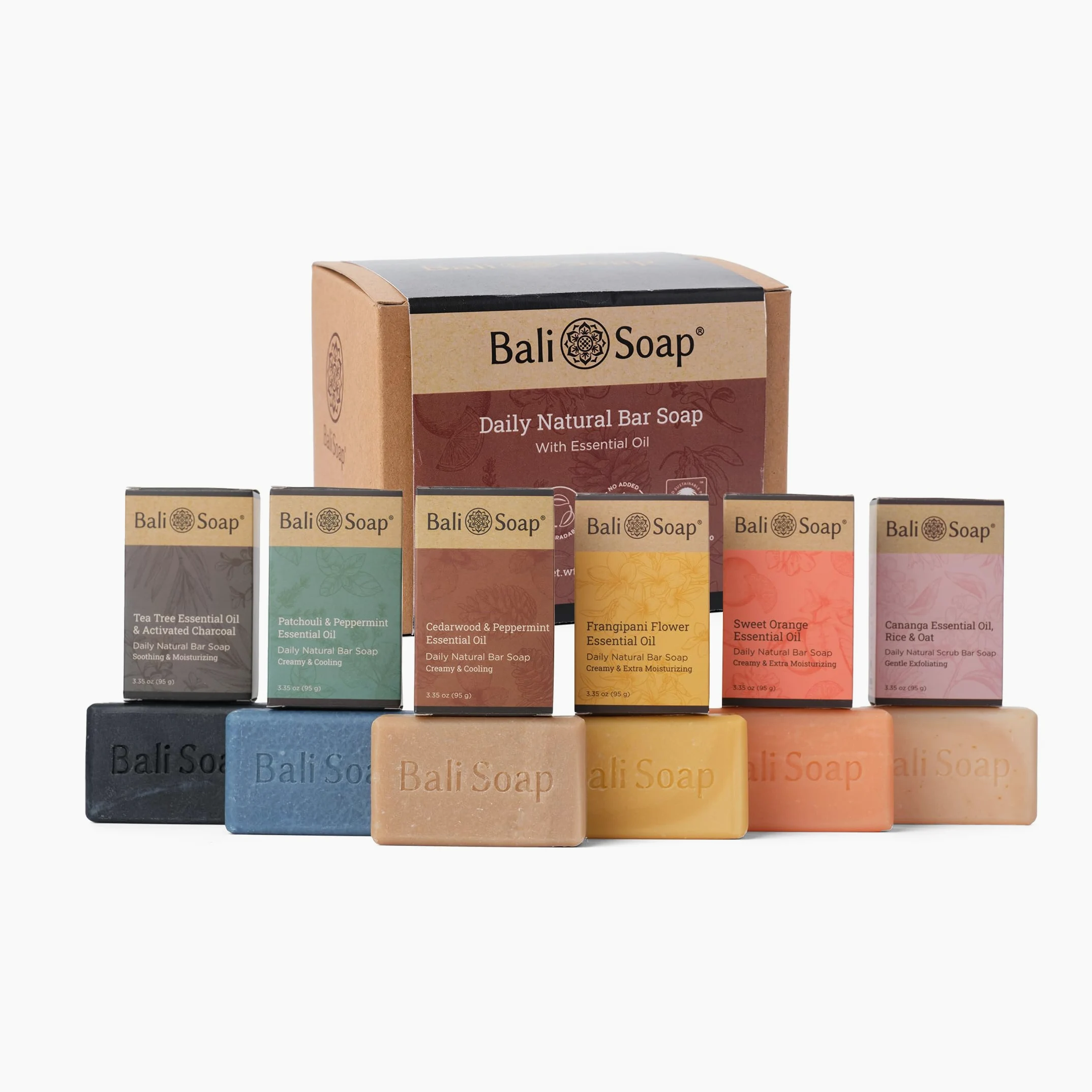Bali Soap Set di saponi naturali in barretta – Confezione da 6 saponi artigianali realizzati a freddo con oli essenziali, vegani, senza solfati, saponi per corpo, viso e mani, collezione Trop