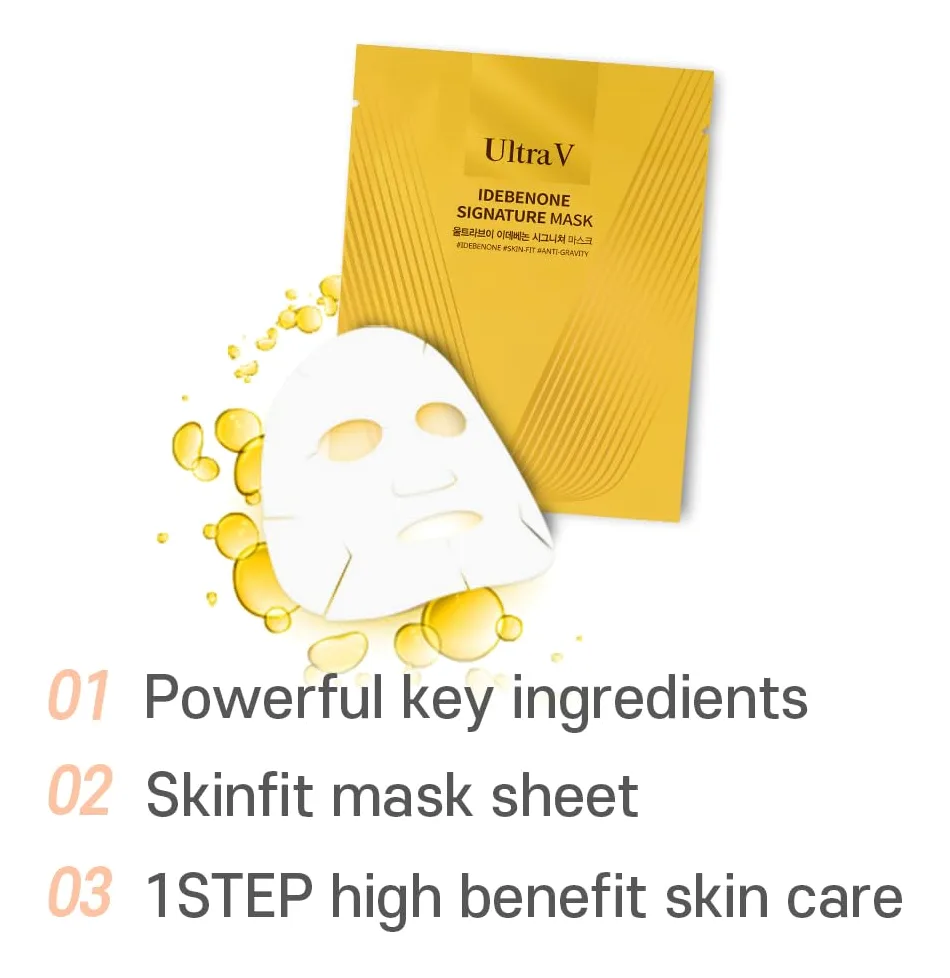 ULTRAV Signature Mask - Maschera per il viso, idratante, antiossidante, anti-invecchiamento, 10 fogli