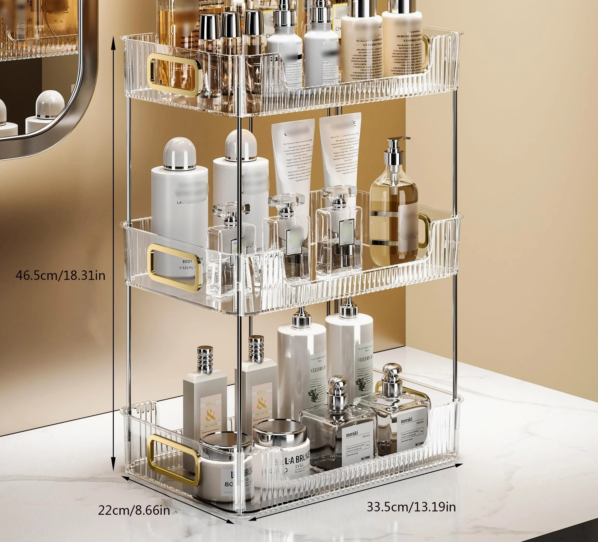 Organizzatore per Il Trucco in Acrilico, Custodia per organizzazione e stoccaggio di Cosmetici, Trucco e Gioielli, Grande Organizer per Il Trucco Trasparente per toeletta, Bagno, dormitorio universit