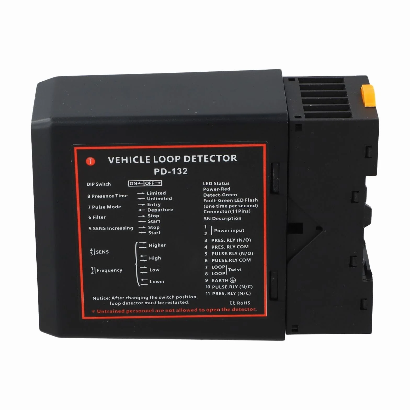 Rilevatore di loop induttivo a canale singolo 12 V/24 V CC per porte automatiche, nero