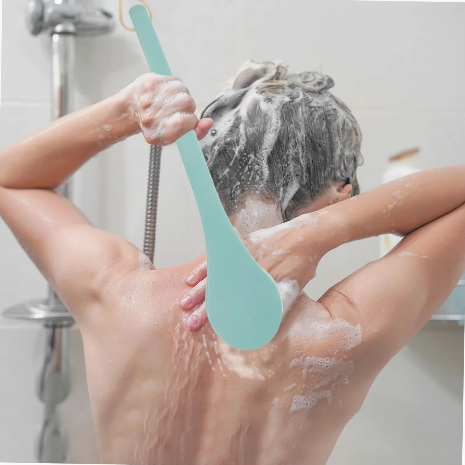 Healvian 2pezzi Spazzola Da Con Manico Lungo Verde Scrub Esfoliante Per Schiena Massaggio e Della Design Ergonomico e Durevole Per Tutti Tipi