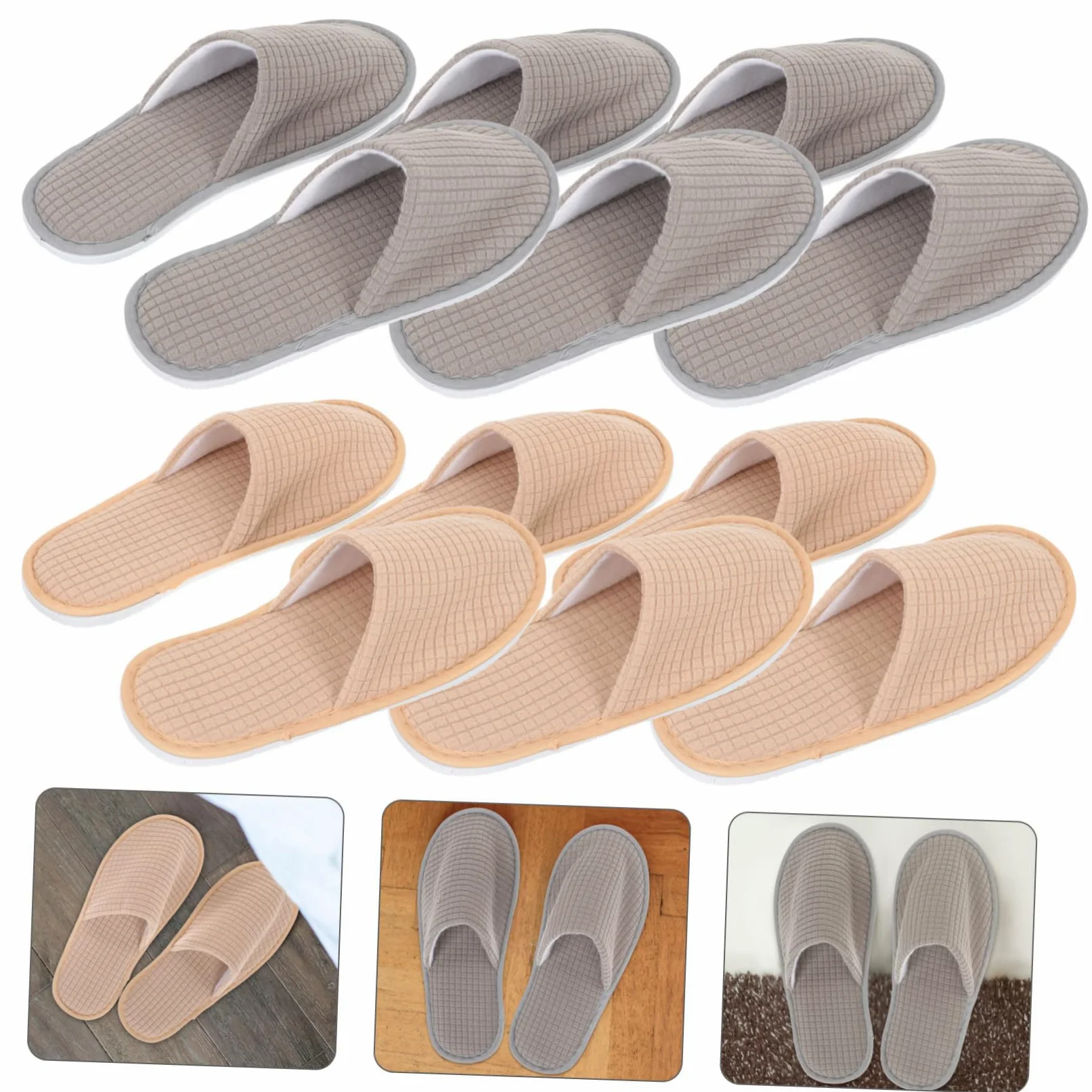 Anneome Pantofole Monouso da Casa e Hotel 6 Paia in Pile Antiscivolo per Ospiti Donna e Uomo, Pantofole Usa e Getta per Viaggi, Spa e Pedicure, Confortevoli e Lavabili
