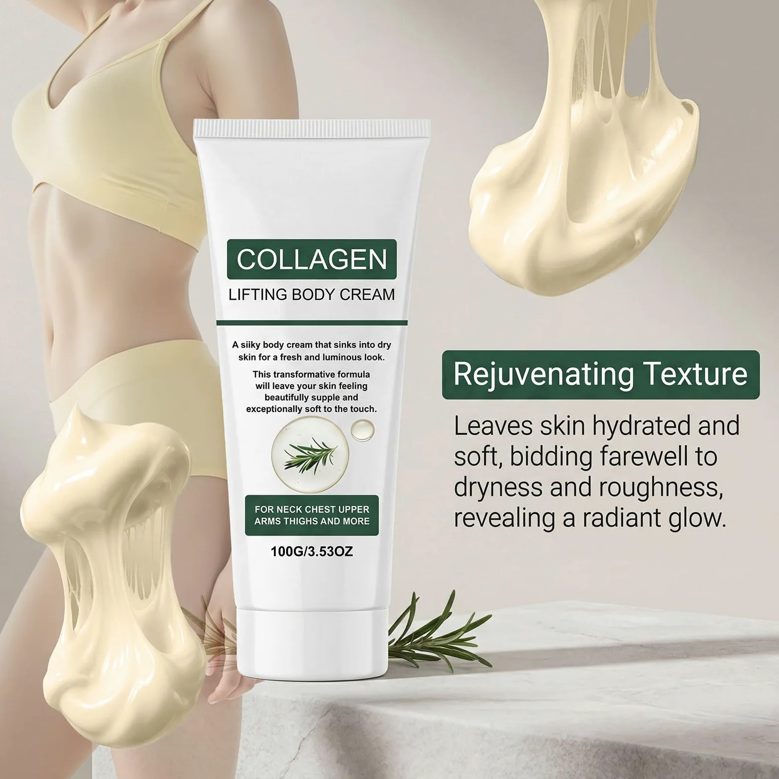 Olio per il corpo al collagene con texture setosa idratante, lozione per il corpo rassodante, olio idratante per la cura della pelle per donne, per la cura quotidiana del corpo e della pelle (6