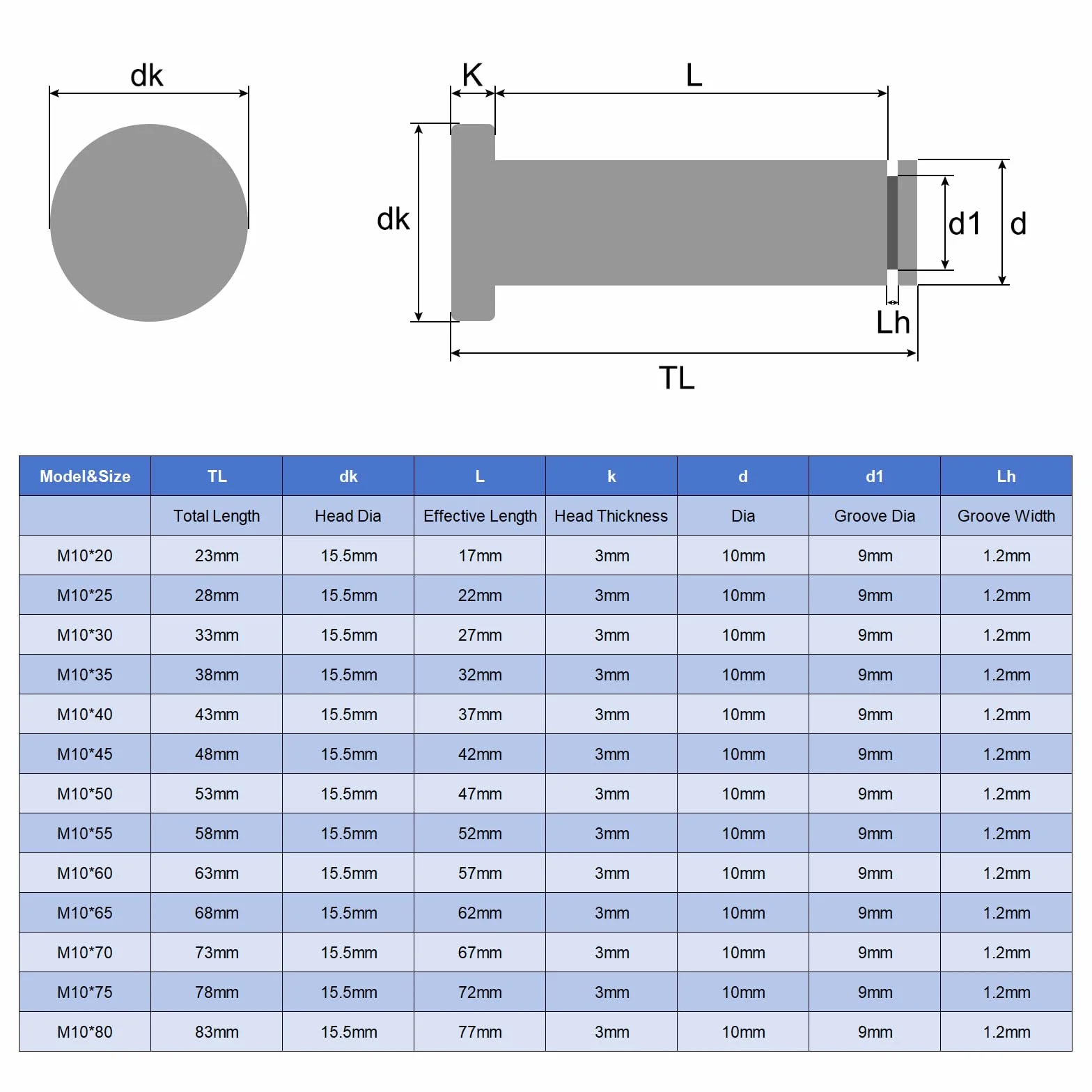 Perno Posizionamento Cilindrico M10x40mm Acciaio Inox 304, QUARKZMAN