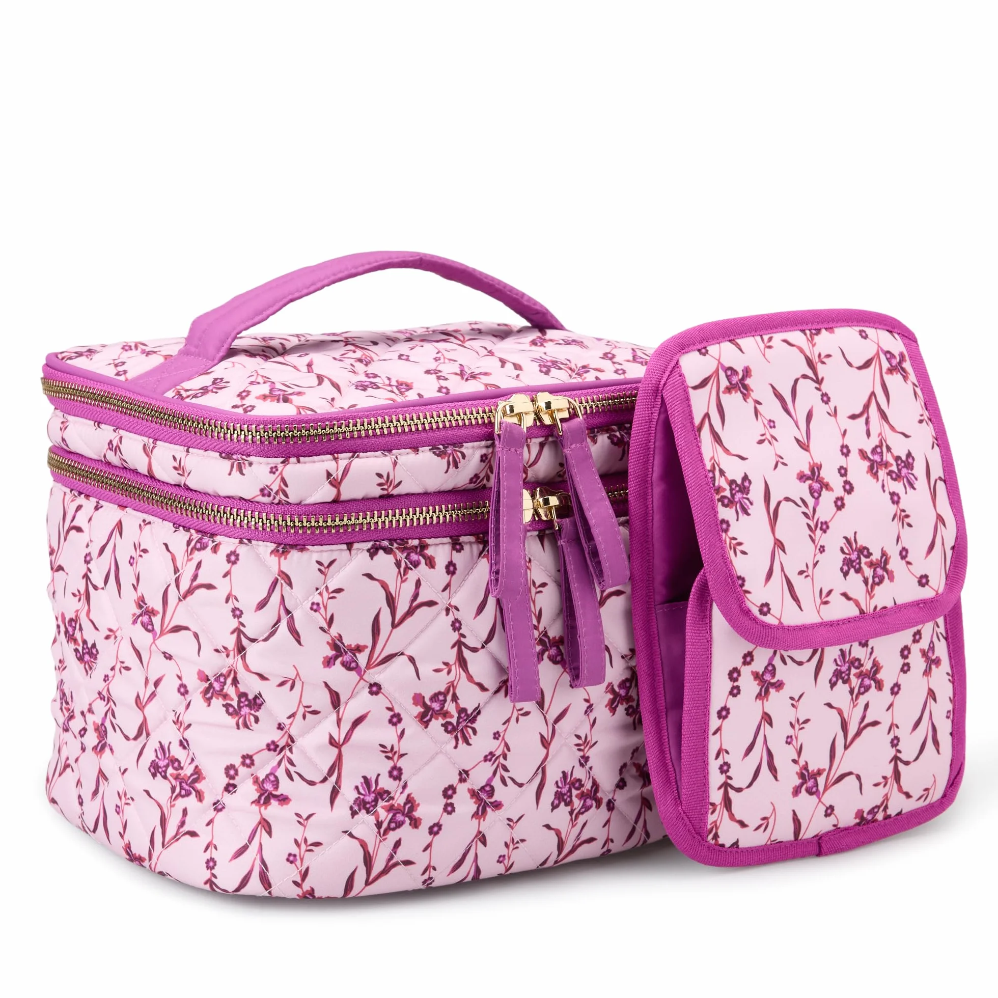 Amazon Essentials Donna Borsa per il Trucco Trapuntata con Porta Pennelli