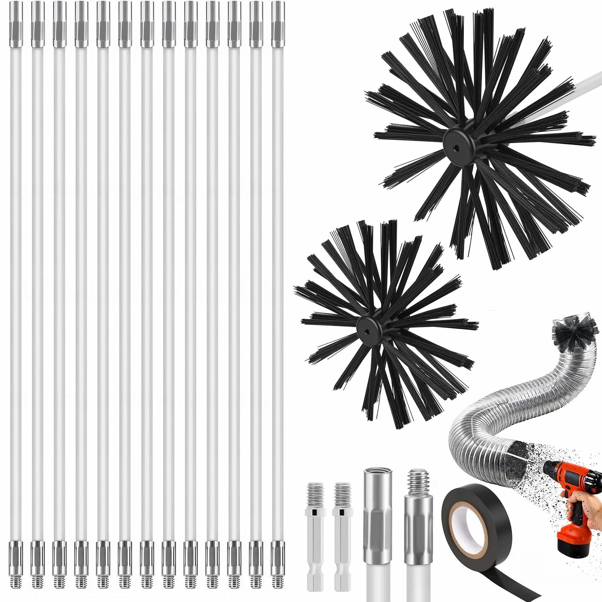 Spazzacamino Kit Pulizia Canna Fumaria Pellet 150 mm 13 Pezzi