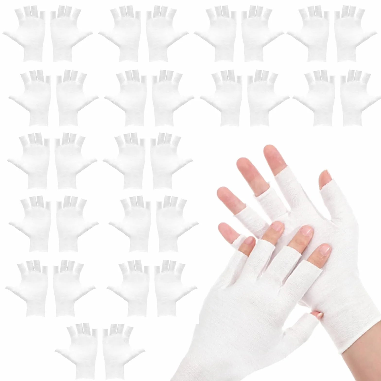 15 paia di guanti in cotone dermatologico bianco Eczema,Il suo design senza dita lo rende per la cura della bellezza,spa per le mani e trattamenti con eczema,neurodermatite