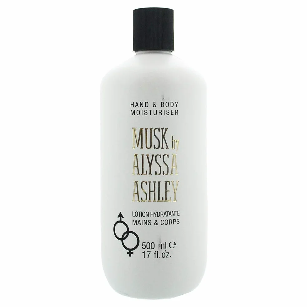 Alyssa Ashley - Crema Corpo e Mani al Muschio, Lozione Musk, Tripla Azione Idratante, Emolliente e Tonificante, Ideale per Secchezza della Pelle - 500 ml