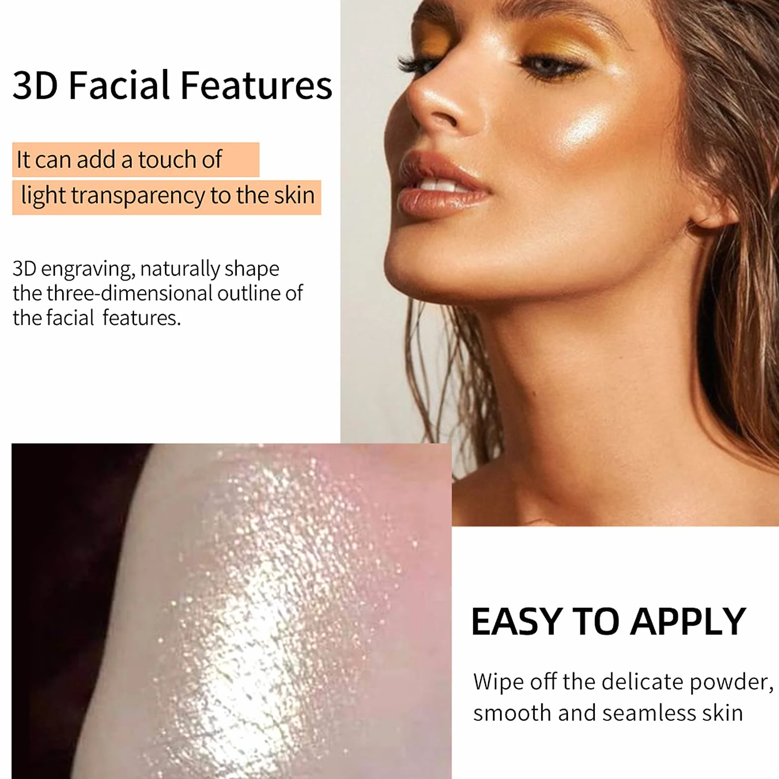 3 colori spray glitterato in polvere sfusa, lucido ad alta brillantezza, per capelli, viso, corpo, cosmetico