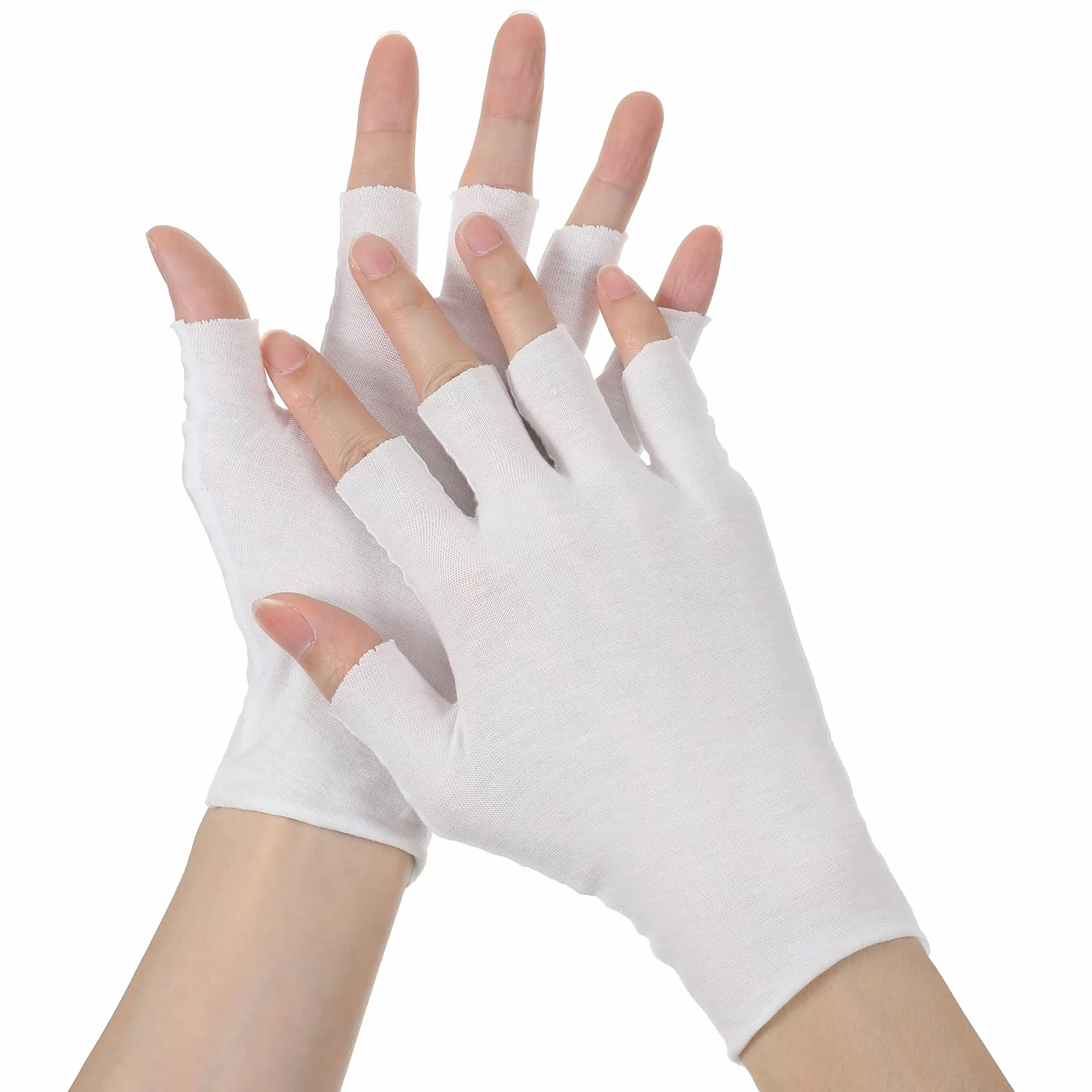 Mabor 6 paia di guanti in cotone bianco neurodermatite morbidi senza dita per eczema, mani asciutte, bellezza, spa della mano (taglia unica)