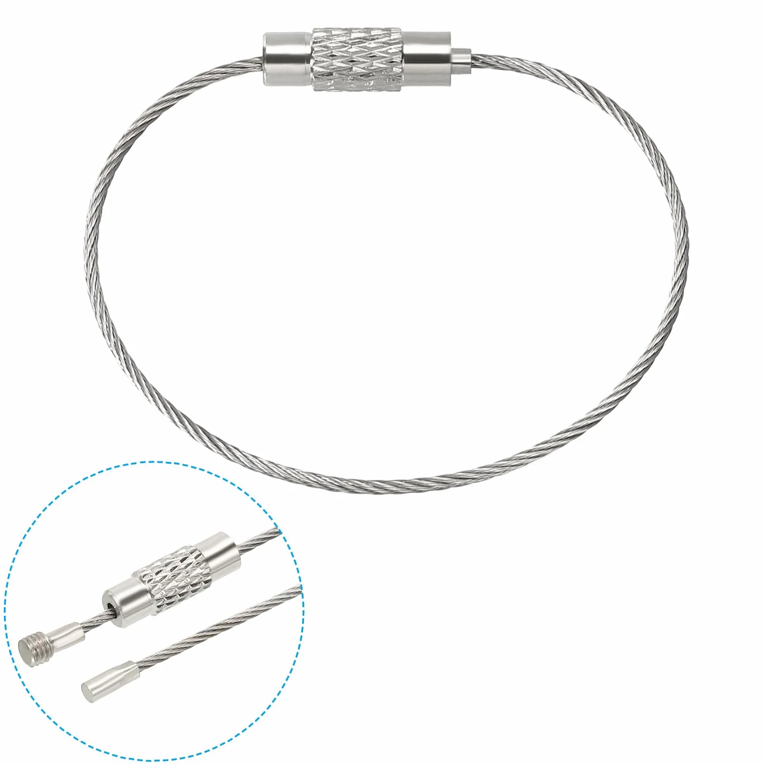 PATIKIL 0.3 m Acciaio Inossidabile Cavo di Sicurezza 2mm, 5 Pezzi Antifurto Filo Corda con Doppio Anello