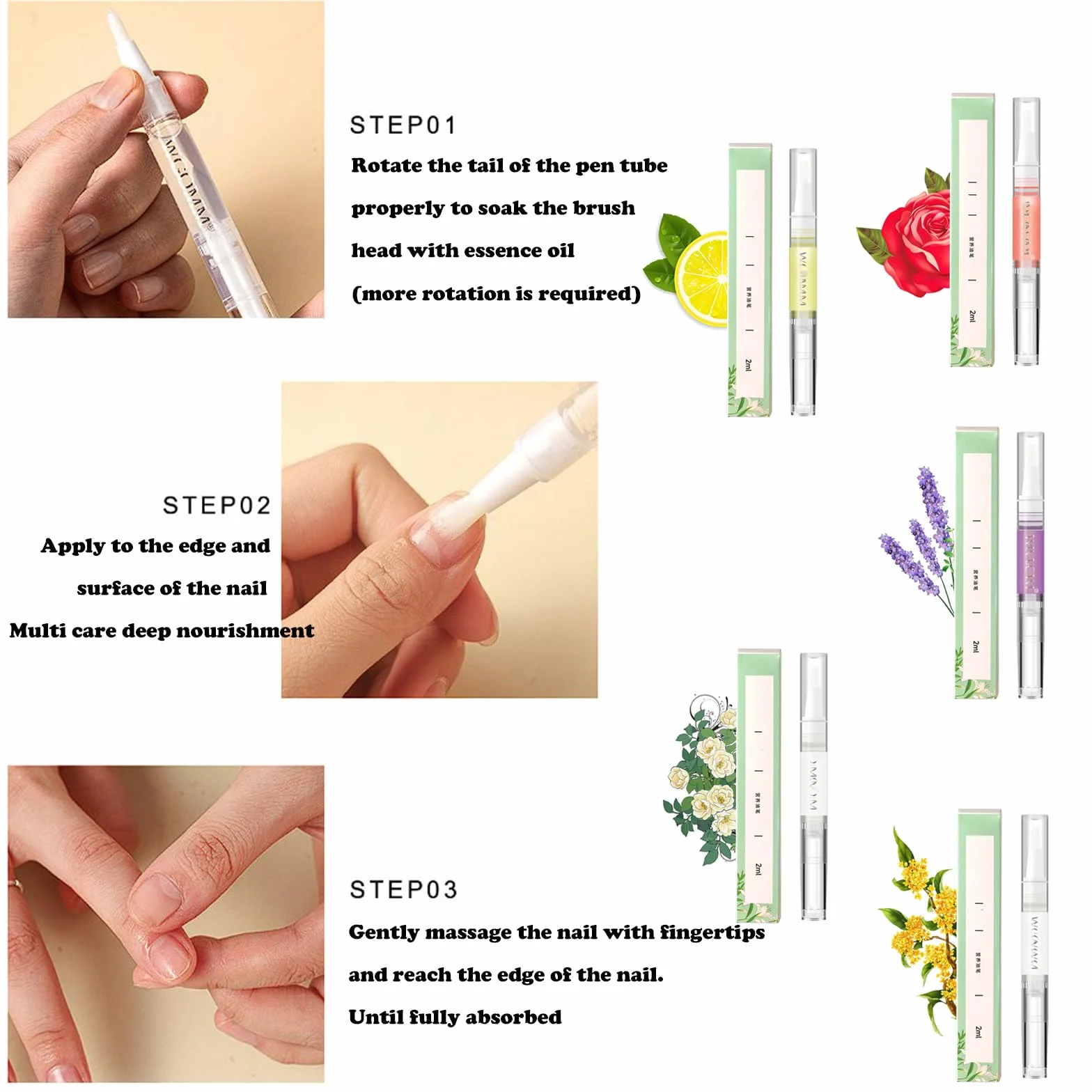 5 pezzi Anperio Nail Growth Pen, Cosmetics Stem Cell Nail Growth Pen, Nail Growth Oil Pen per idratare rafforzare illuminare, siero di olio per cuticole per rafforzare le unghie idratare (5 pezzi)