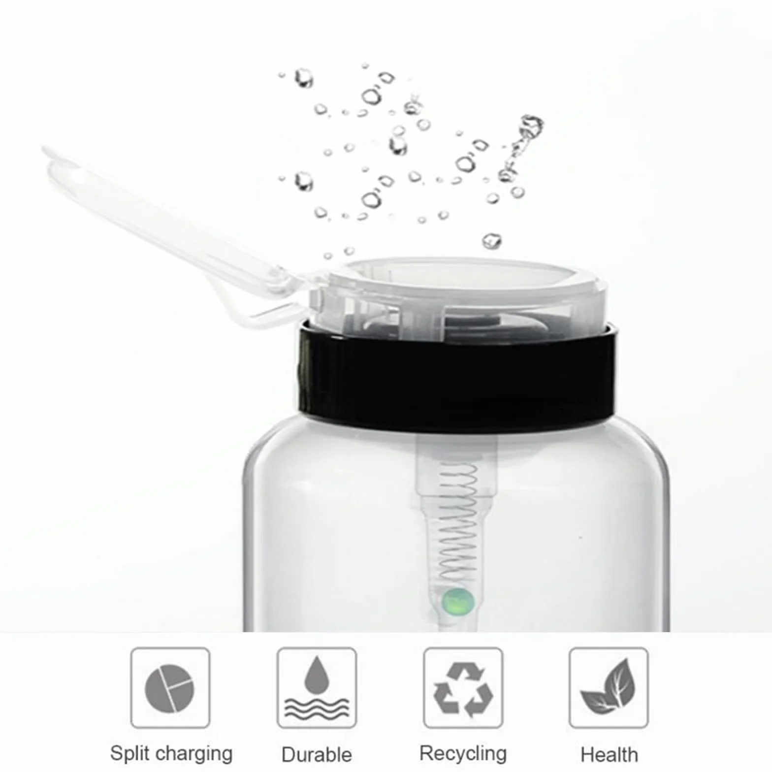 2 Pezzi 200ml Bottiglia vuota della pompa della pressione plastica Premere il contenitore del liquido,Portabottiglie per Rimozione Smalto per Set di Strumenti per Nail Art e Uso Personale