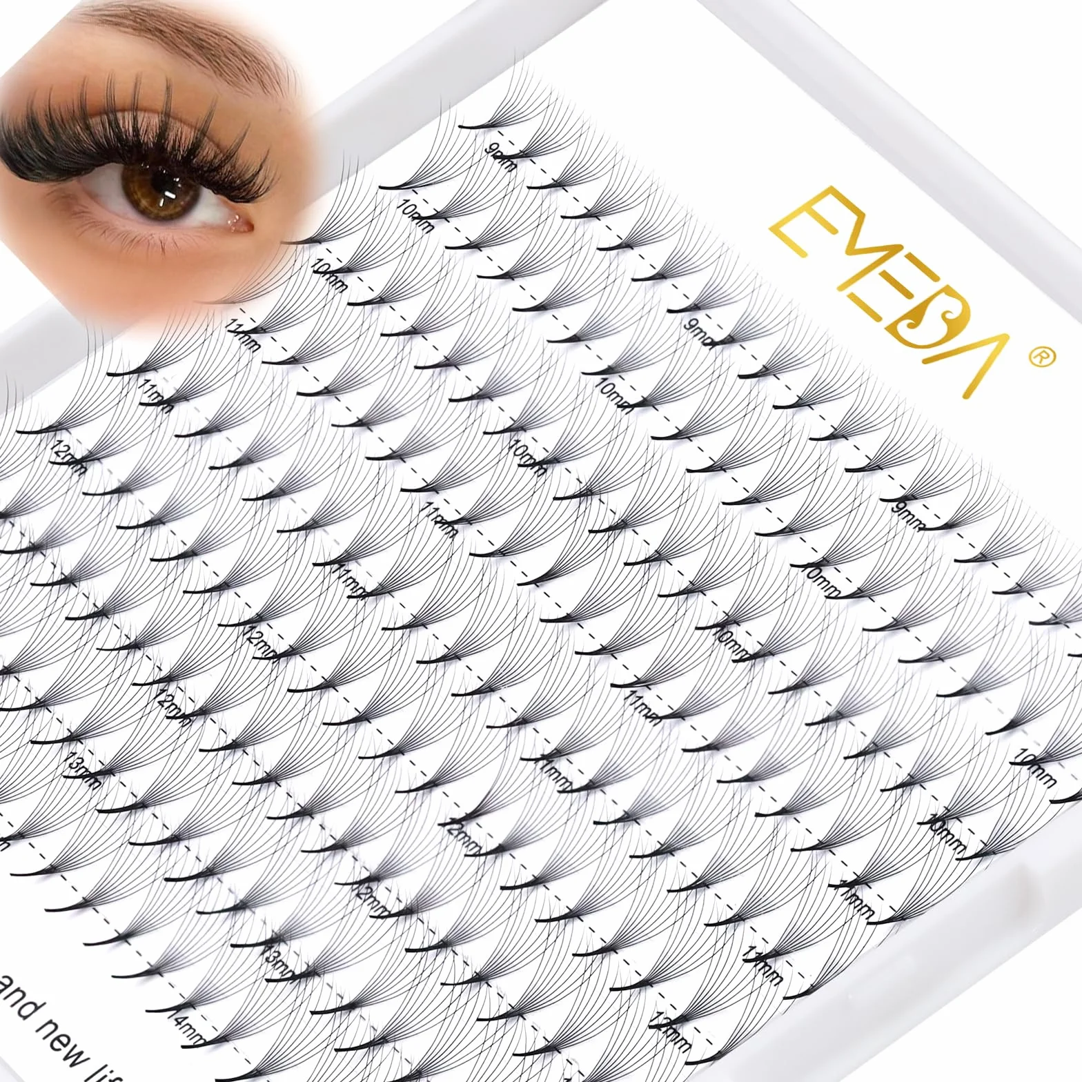 EMEDA Premade Volume Fan 8D Extension ciglia 9 linee D Ciglia arricciate Volume ciglia 0.07mm 9mm-14mm Mix Length Extension ciglia voluminose pre-confezionate Ciglia a grappolo 8D (8D D 0.07 Mix)