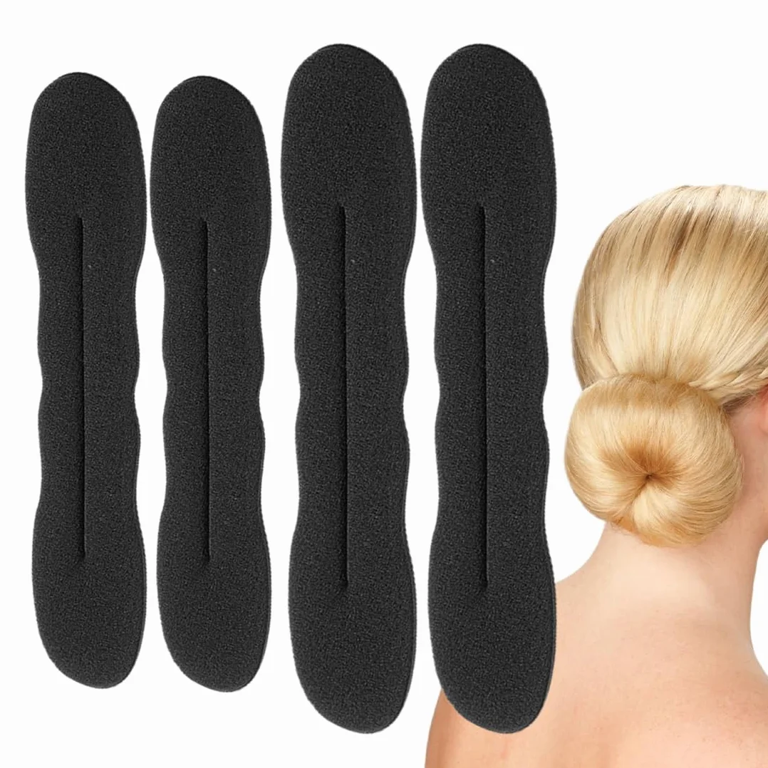 4 Pezzi Chignon per Ciambella, Spugna Clip Twist Curler Chignon, Facili e Veloci per Capelli con Accessori in Spugna, per Bambine e Donne, per Bambine e Donne