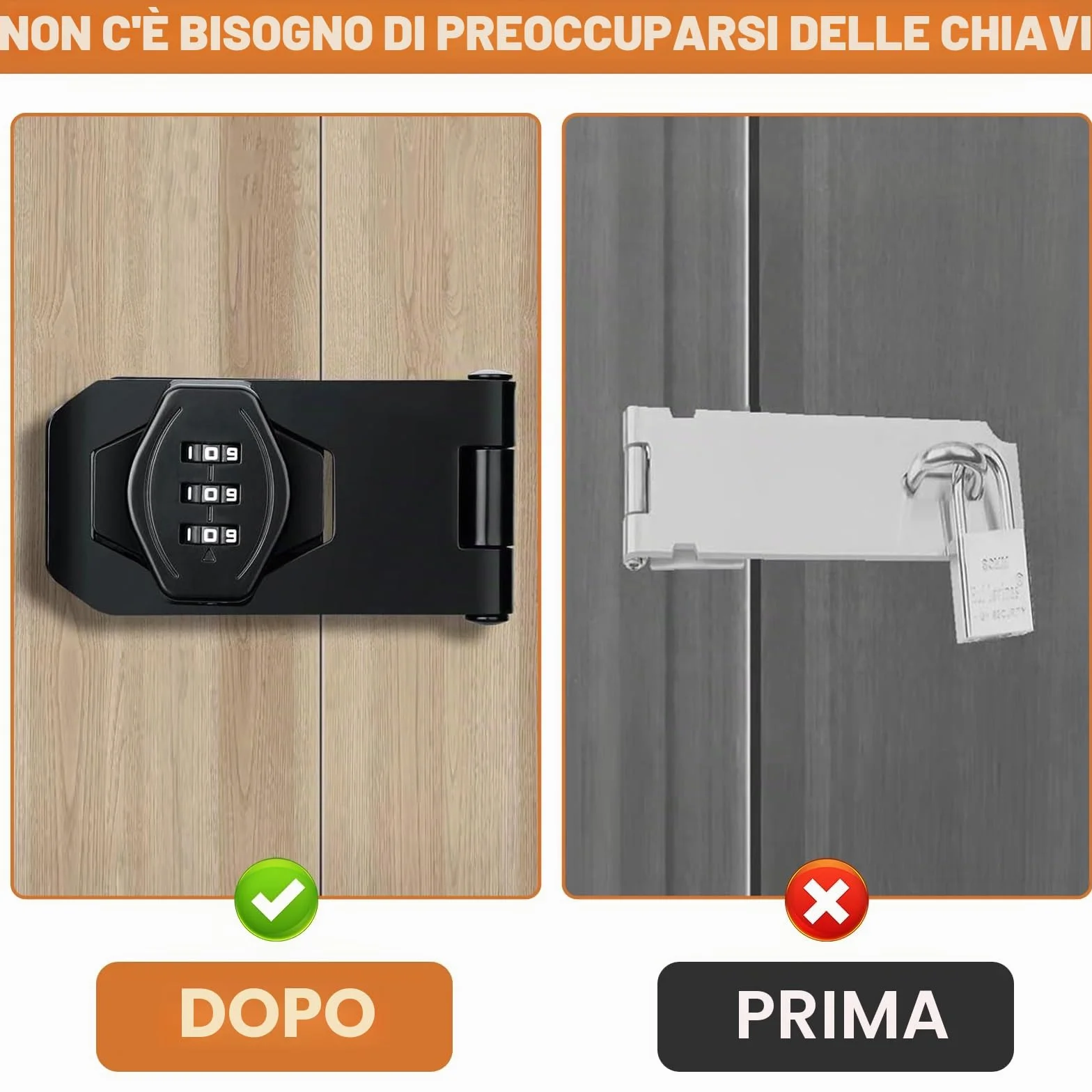 YOUNGSAY 2 Pezzi Serratura a Combinazione 3 Cifre 4 Pollici con Viti Fibbia Hasp Lock per Armadio