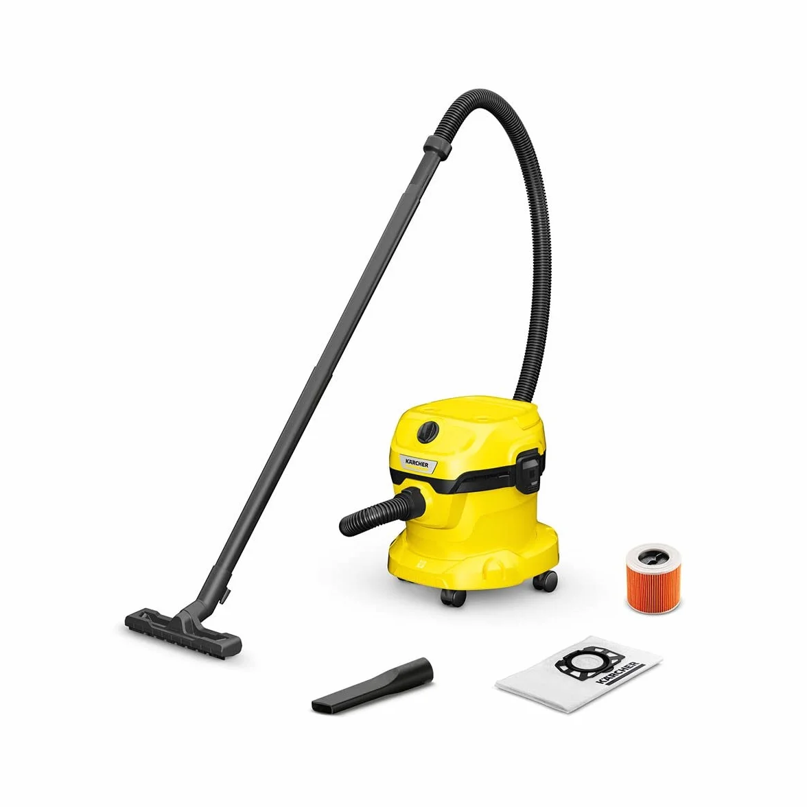 Kärcher Aspiratore Solidi Liquidi WD 2 Plus 1000W 12L Filtro a Cartuccia Tubo 1,8m