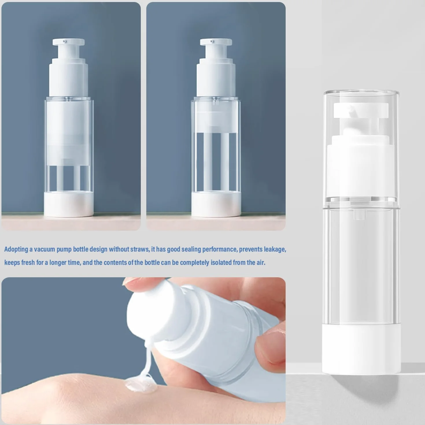 6 flaconi da 30 ml a pompa, ricaricabili vuoti, trasparenti, da viaggio, per fondotinta, essenza, crema, articoli da toeletta