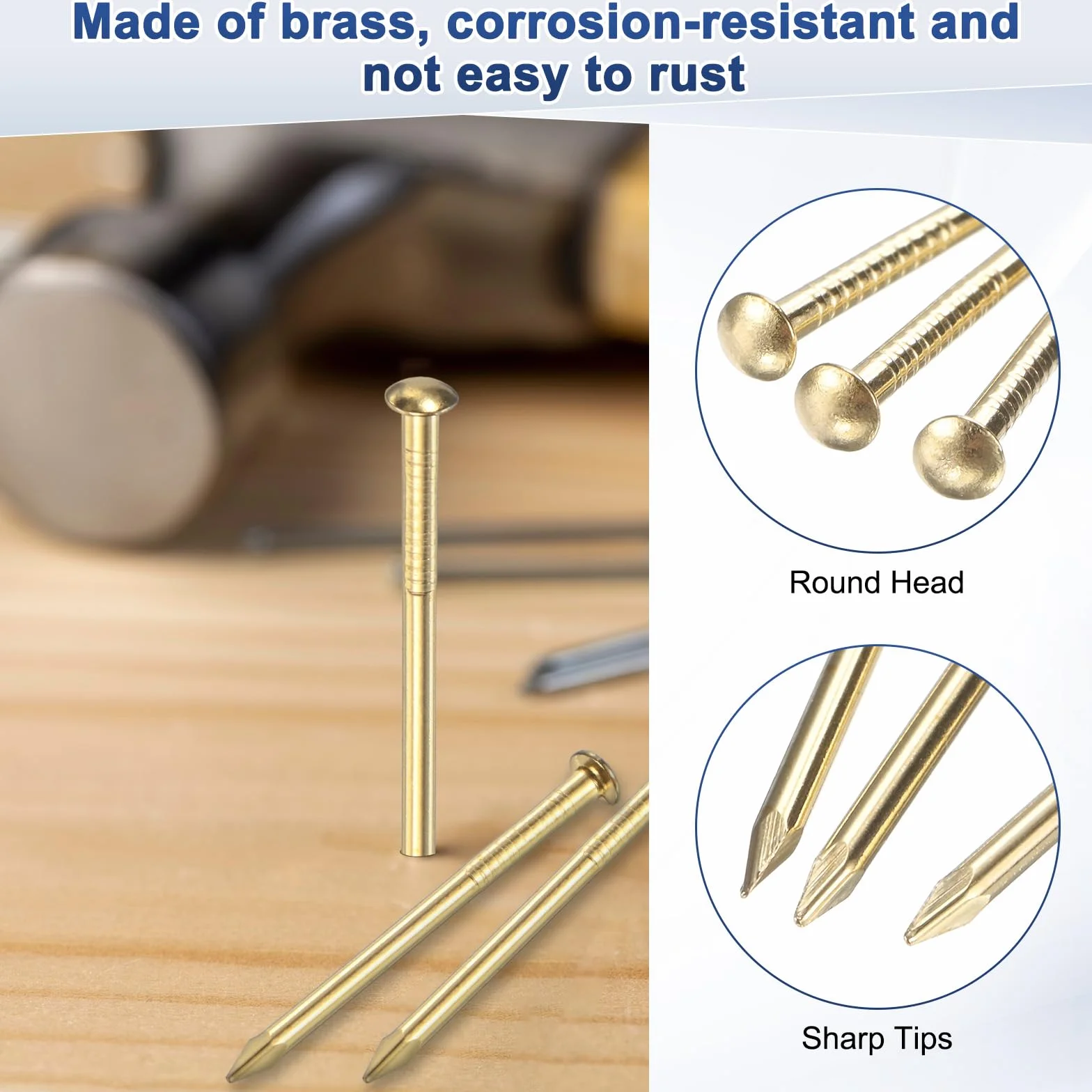 M METERXITY 100 Pezzi Chiodini 1.2mm X 20mm Ottone Precisione Testa Tonda Per Legno Artigianato