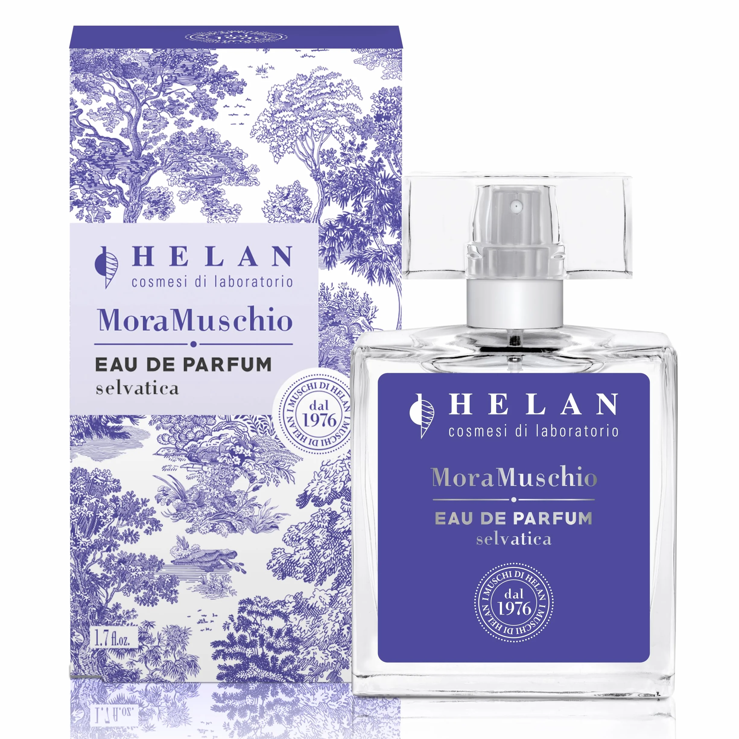 Helan Mora Muschio - Profumo Donna Eau de Parfum Selvatica, Fragranza Fruttata, Floreale e Muschiata con Mora, Lampone, Mirtillo, Rosa Selvatica e Legno di Sandalo - 50 ml, Made in Italy