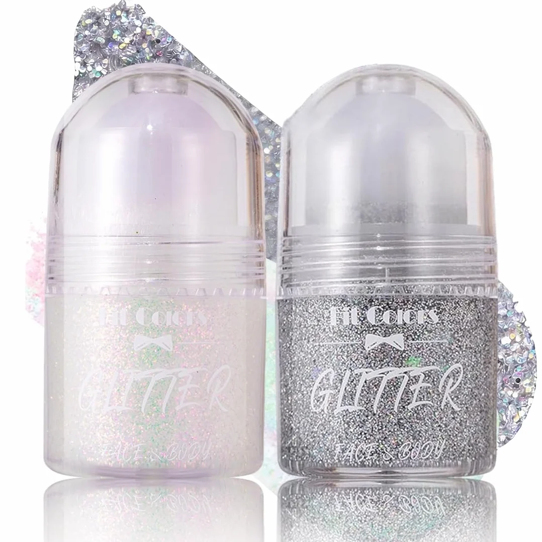 2 Pezzi Body Gel liquido con glitter da 25ml, a lunga durata, gel con paillettes per trucchi da festival, feste in maschera, compleanni
