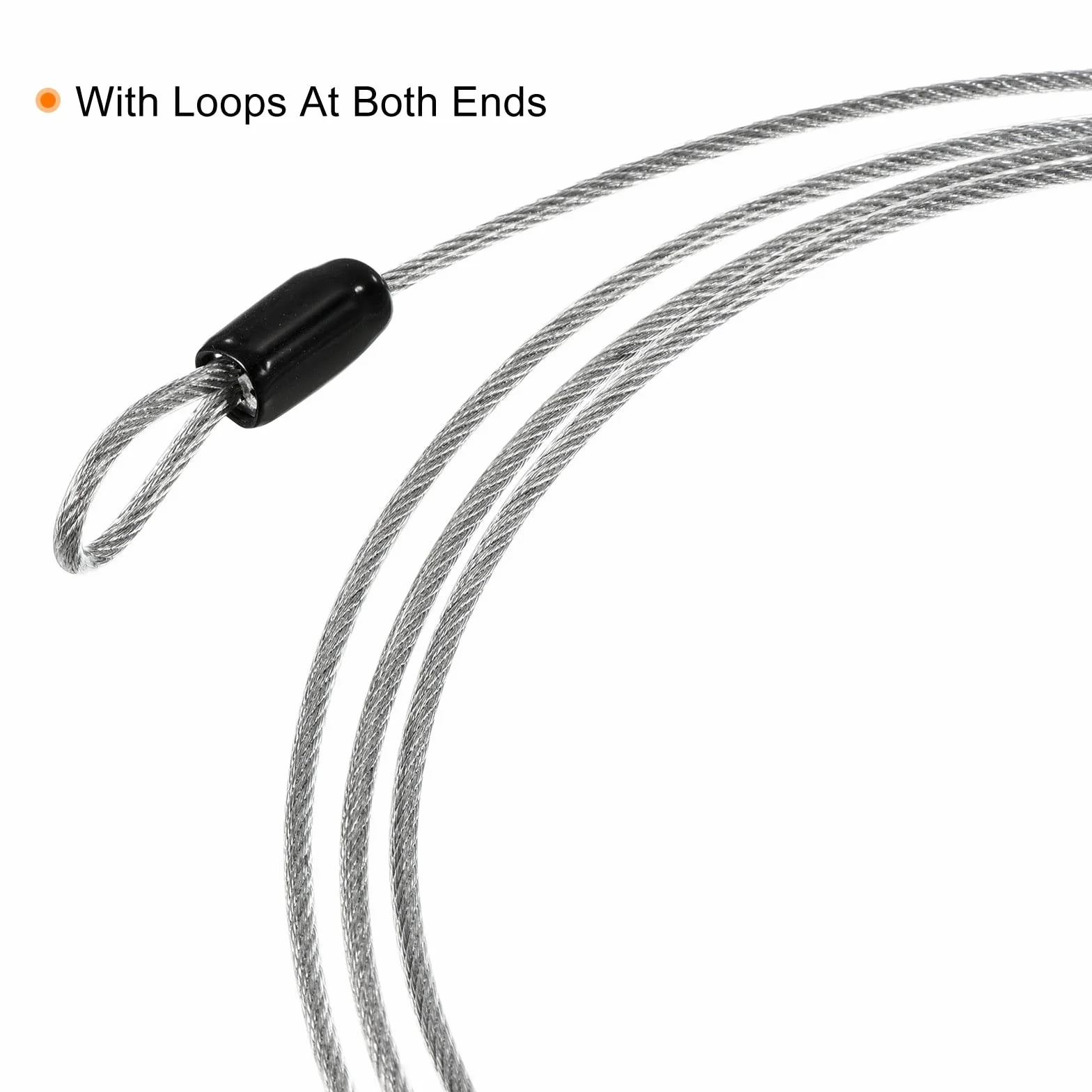 PATIKIL Sicurezza Cavo Acciaio 2.5mm x 1.5m Antifurto Rivestito Bagaglio Blocco Filo Corda Doppio Cerchio per Esterni Bici