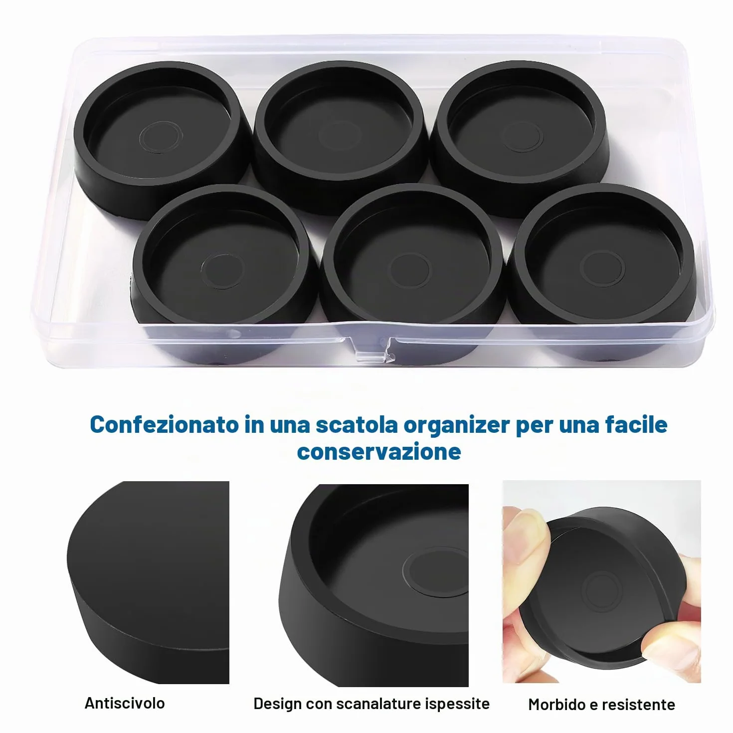 Protezioni per Pavimento Antiscivolo 6 Pezzi, Tazze di Ricino in Gomma per Mobili, Coppe per rotelle, Piedini in Gomma Sottobicchieri