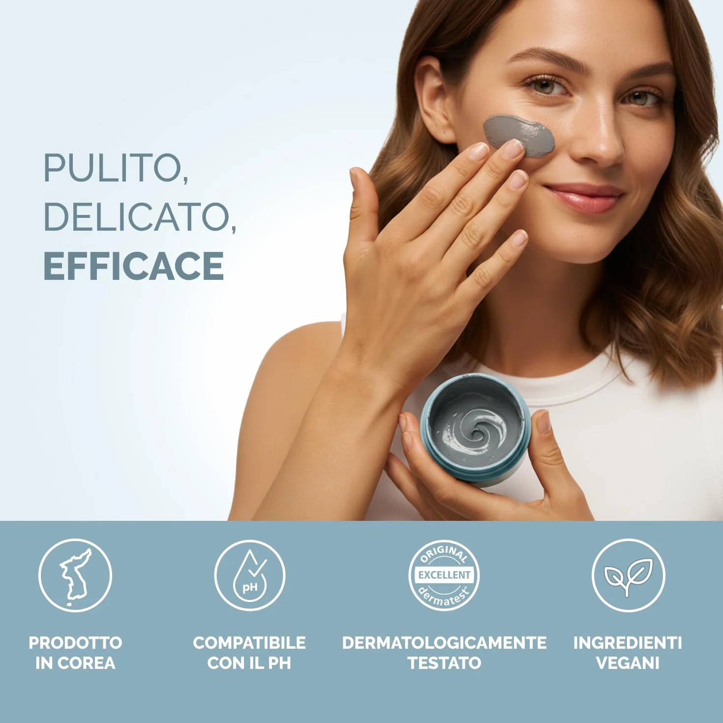 PLANTIFIQUE Maschera Viso Coreana Argilla Vulcanica e Fango Mar Morto – Maschera Viso Corpo con Carbone, Acido Ialuronico, Olio Jojoba, Burro Karité – Purifica, Affina Pori, Idrata e Calma – 110 g