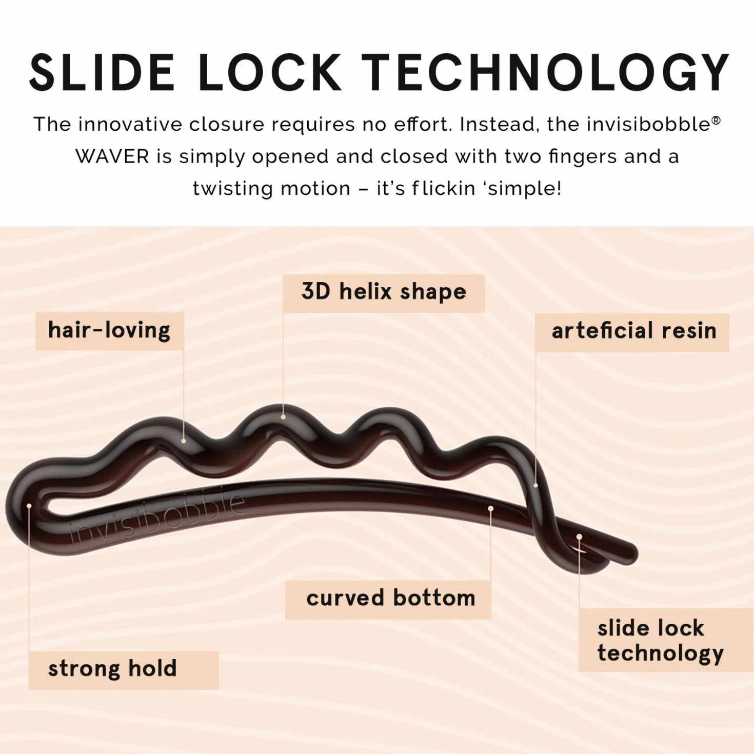 Invisibobble Clip capelli marroni Waver+ Pretty Dark x3 Mollete per capelli I forcine per donne e ragazze I grande comfort con forte tenuta I alta tecnologia