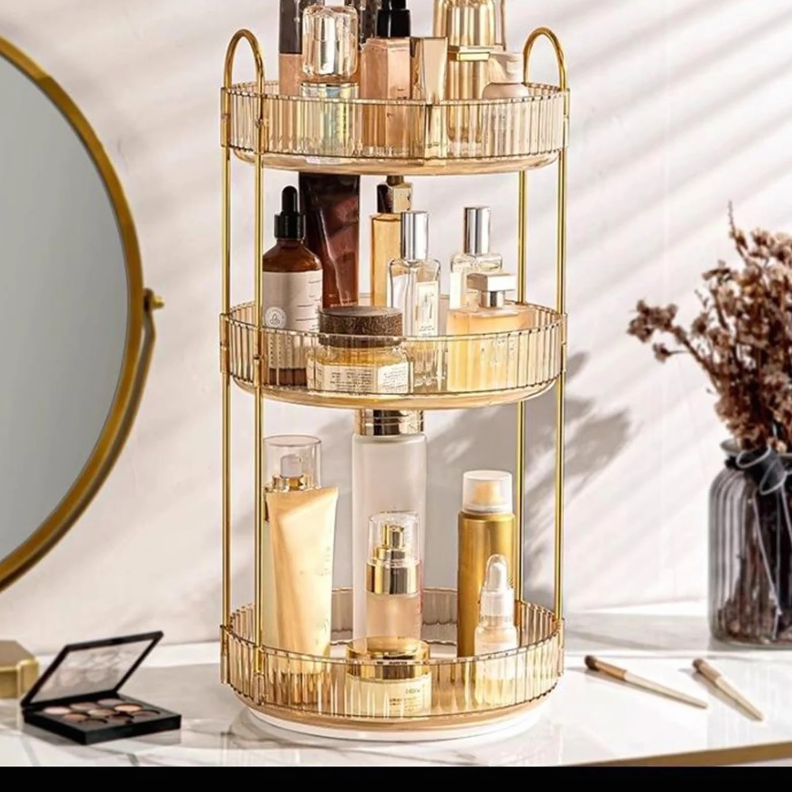 Organizzatore Di Trucco Girevole Organizzatore Trucco A 360 Gradi Rotante | Contenitore Silenzioso Con Design Ampio E Moderno Per Bagno Cassetta Toeletta Camera Da