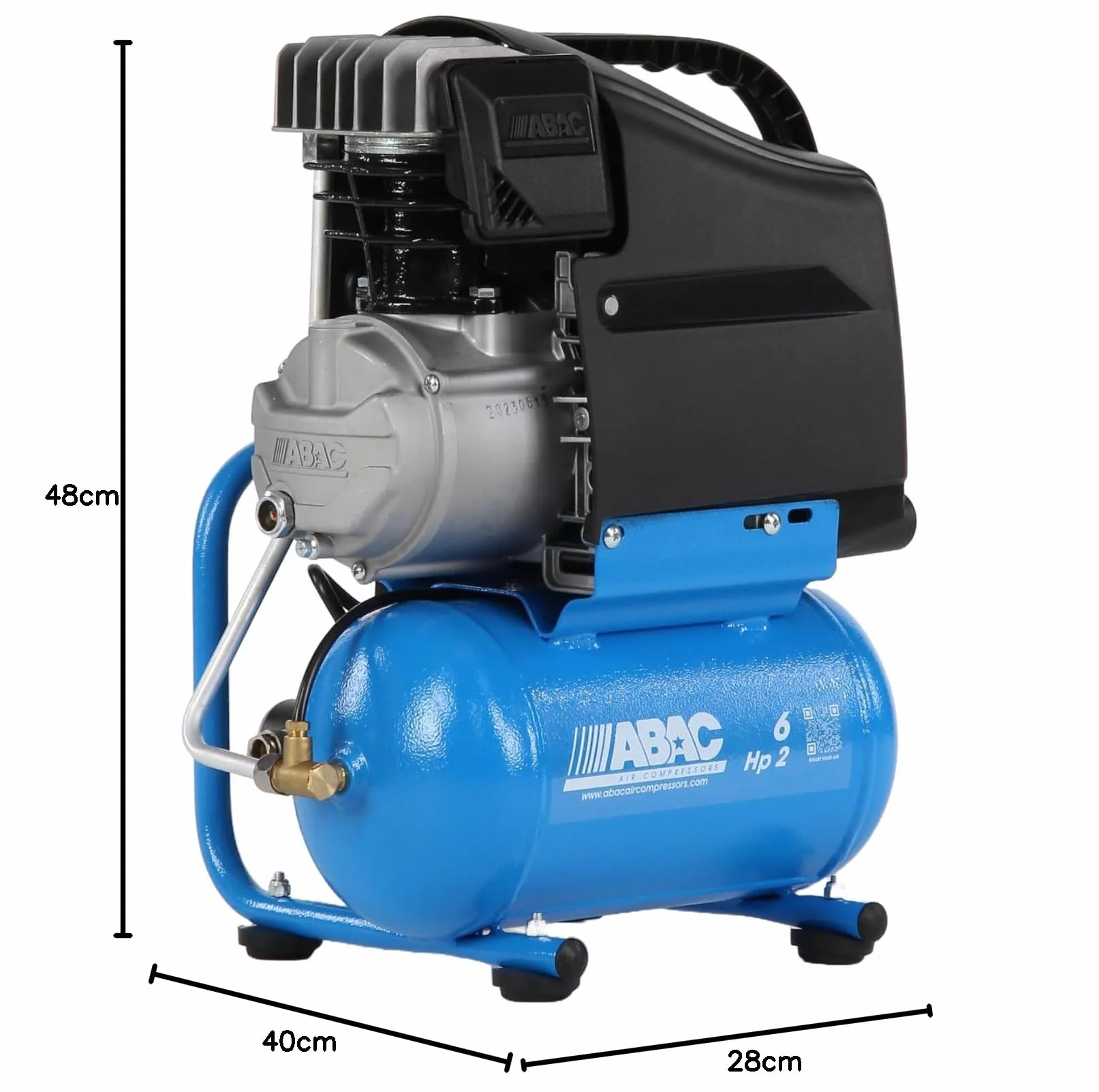 ABAC Compressore d'Aria START L20, 6 Litri, 8 Bar, Potenza 2 CV, Mobile