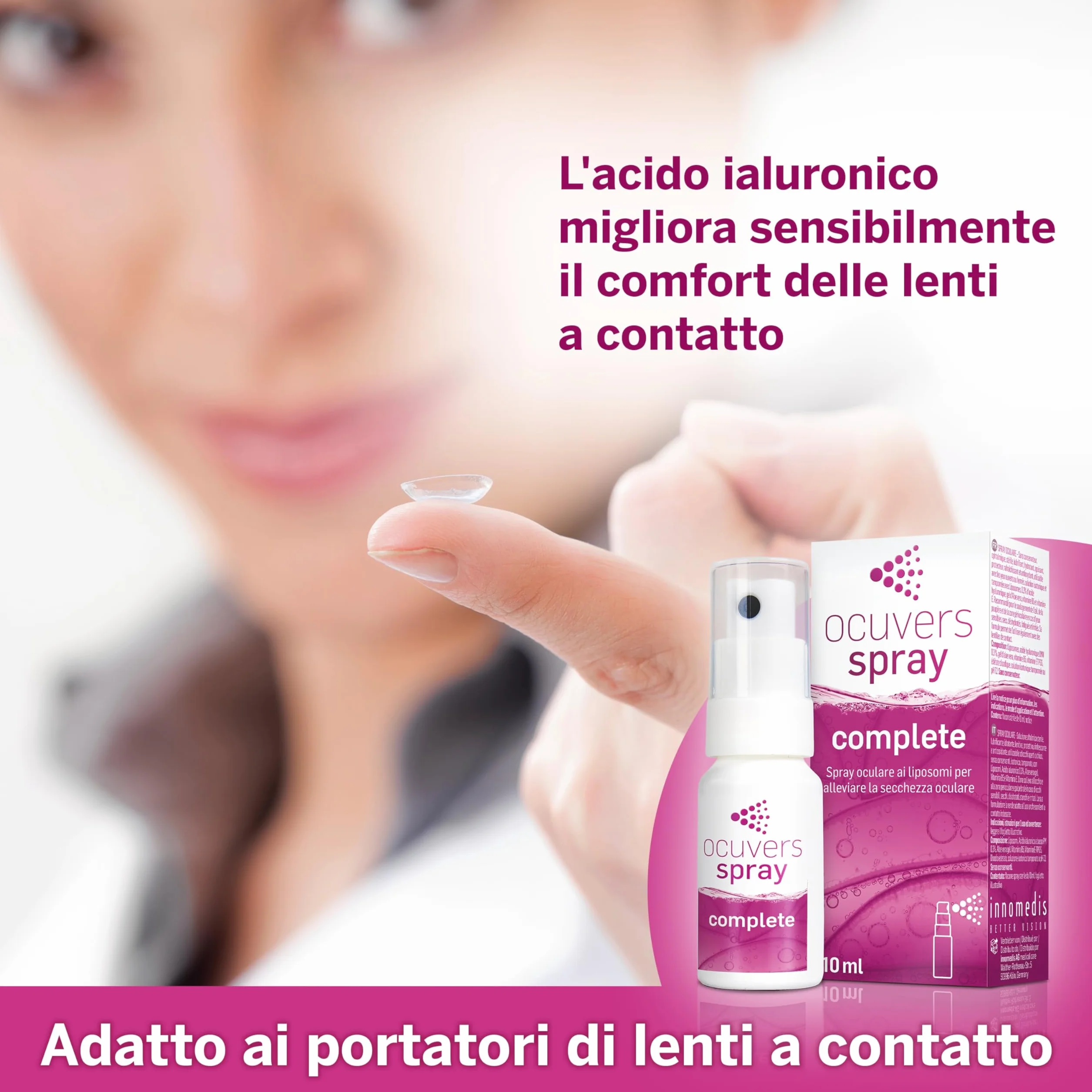 Ocuvers Complete spray oculare con 0,3% di acido ialuronico, liposomi, aloe vera, vitamina B5 e vitamina E – Spray per occhi secchi – L’alternativa alle gocce oculari, 10 ml