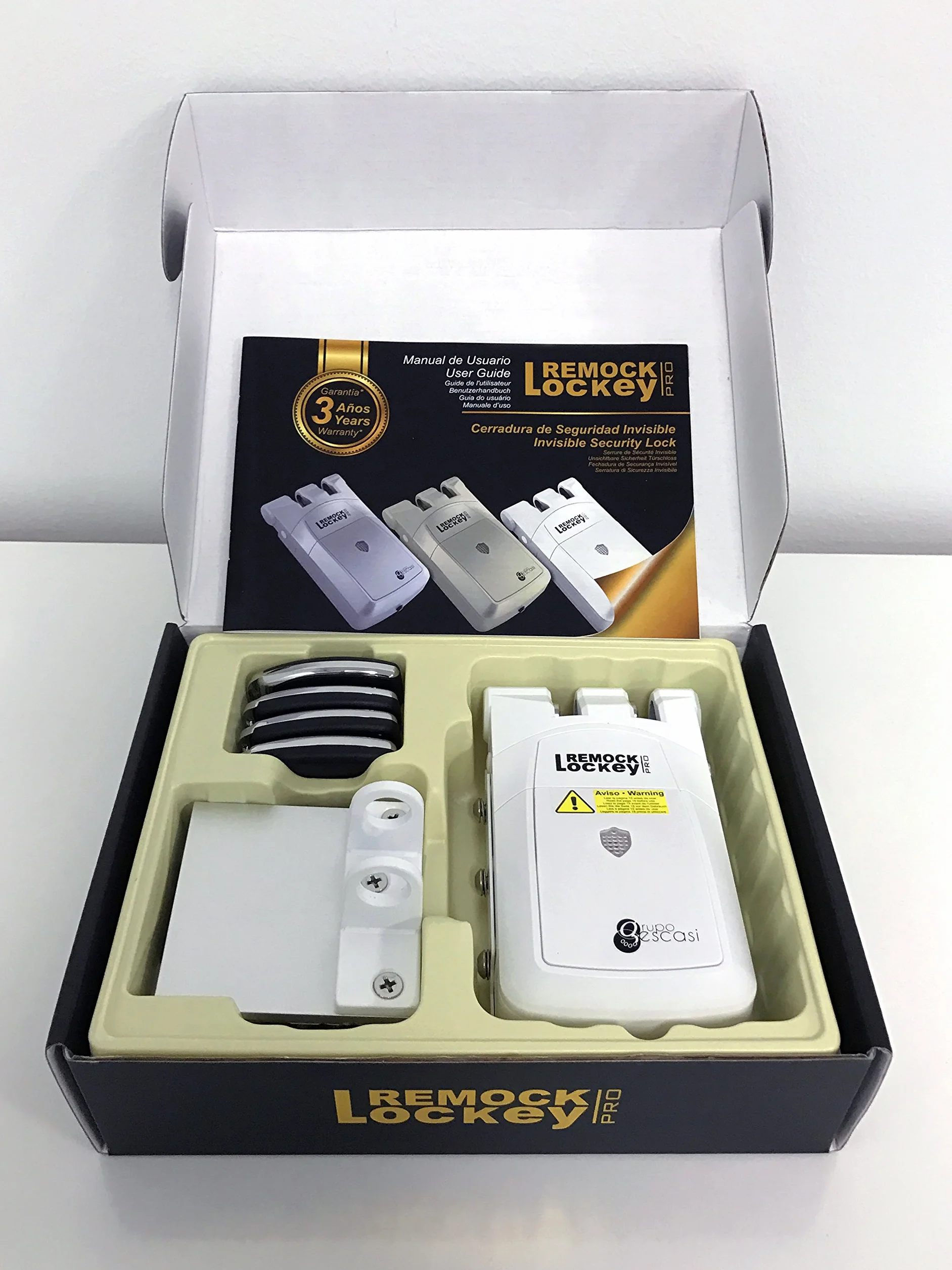 Remock PRO Serratura Invisibile Bianco Doppio Motore 4 Telecomandi Antifurto