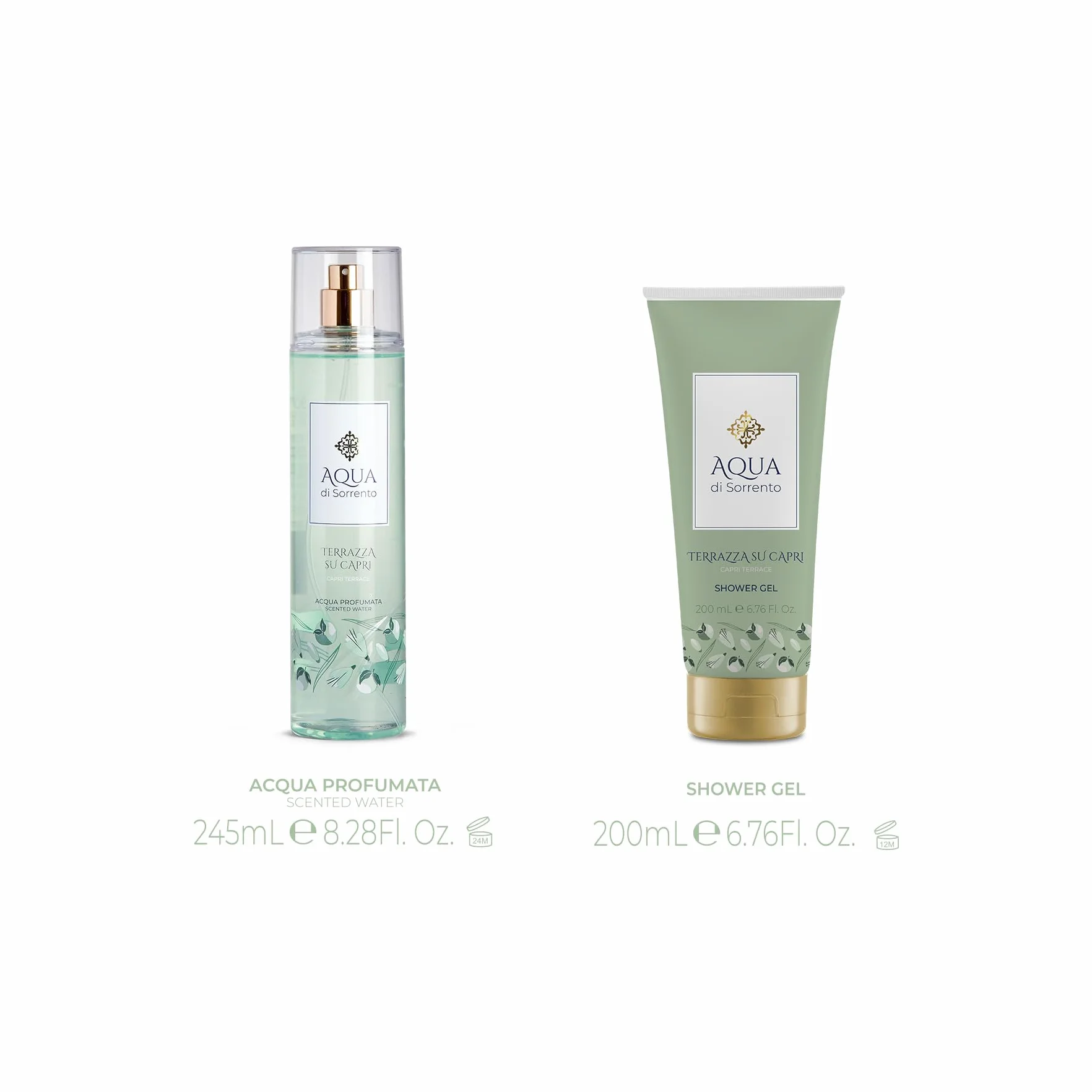 AQUA DI SORRENTO | Terrazza su Capri, Confezione Regalo, Acqua Profumata 245 ml + Gel Doccia 200 ml, Fragranza Esclusiva