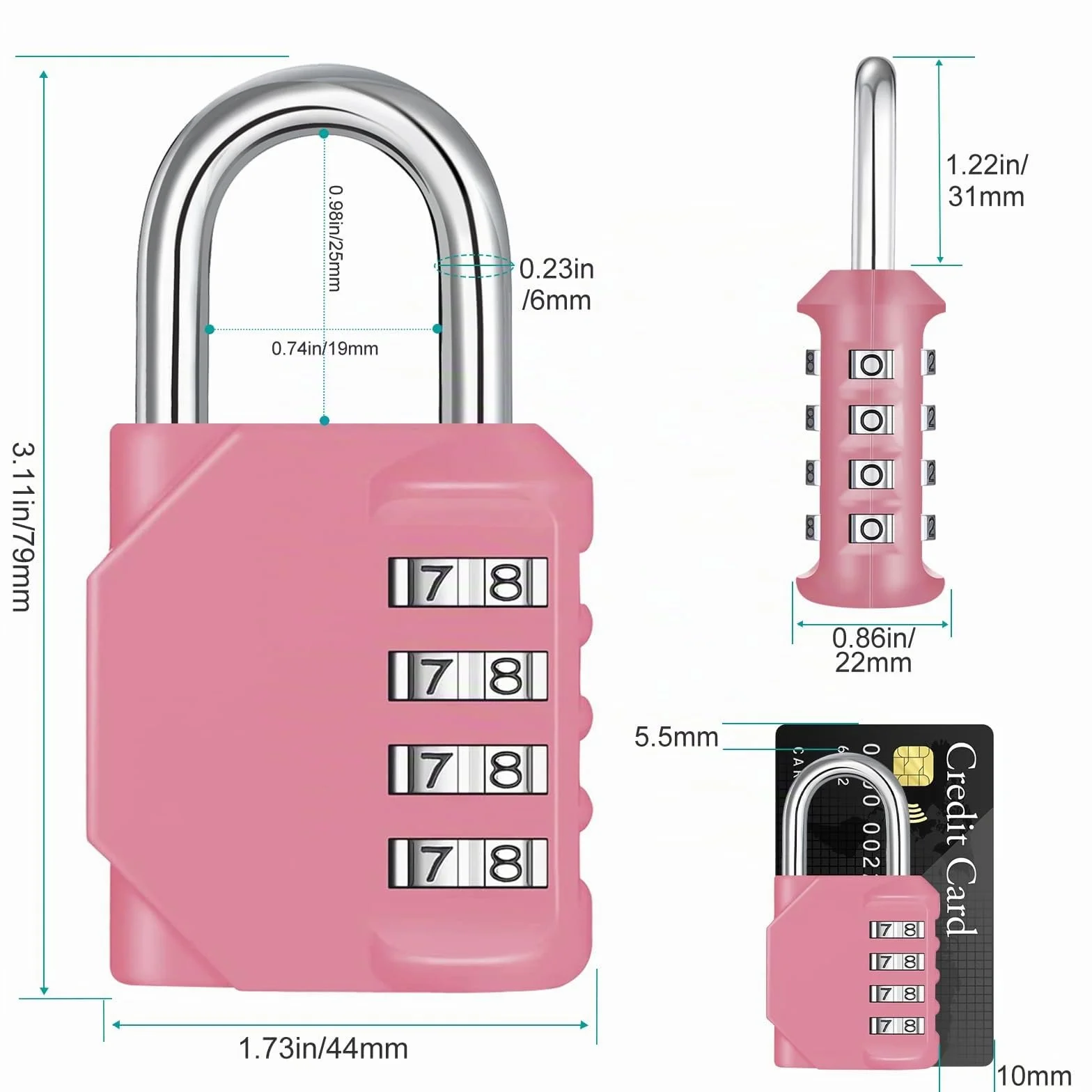 ZHEGE Lucchetto Combinazione a 4 Cifre per Armadietto Palestra e Garage Rosa