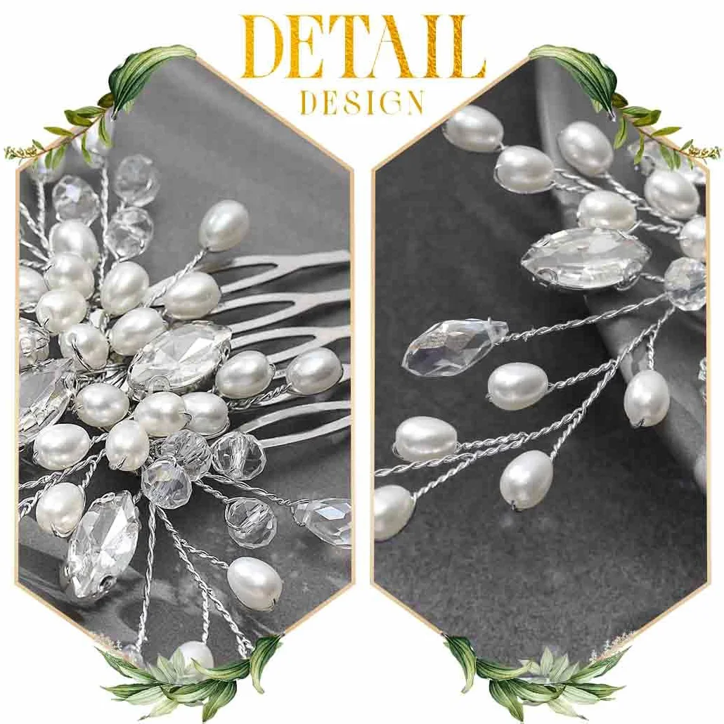 Perla sposa sposa sposa capelli pettine argento perline capelli pezzo di strass accessori per capelli per le donne